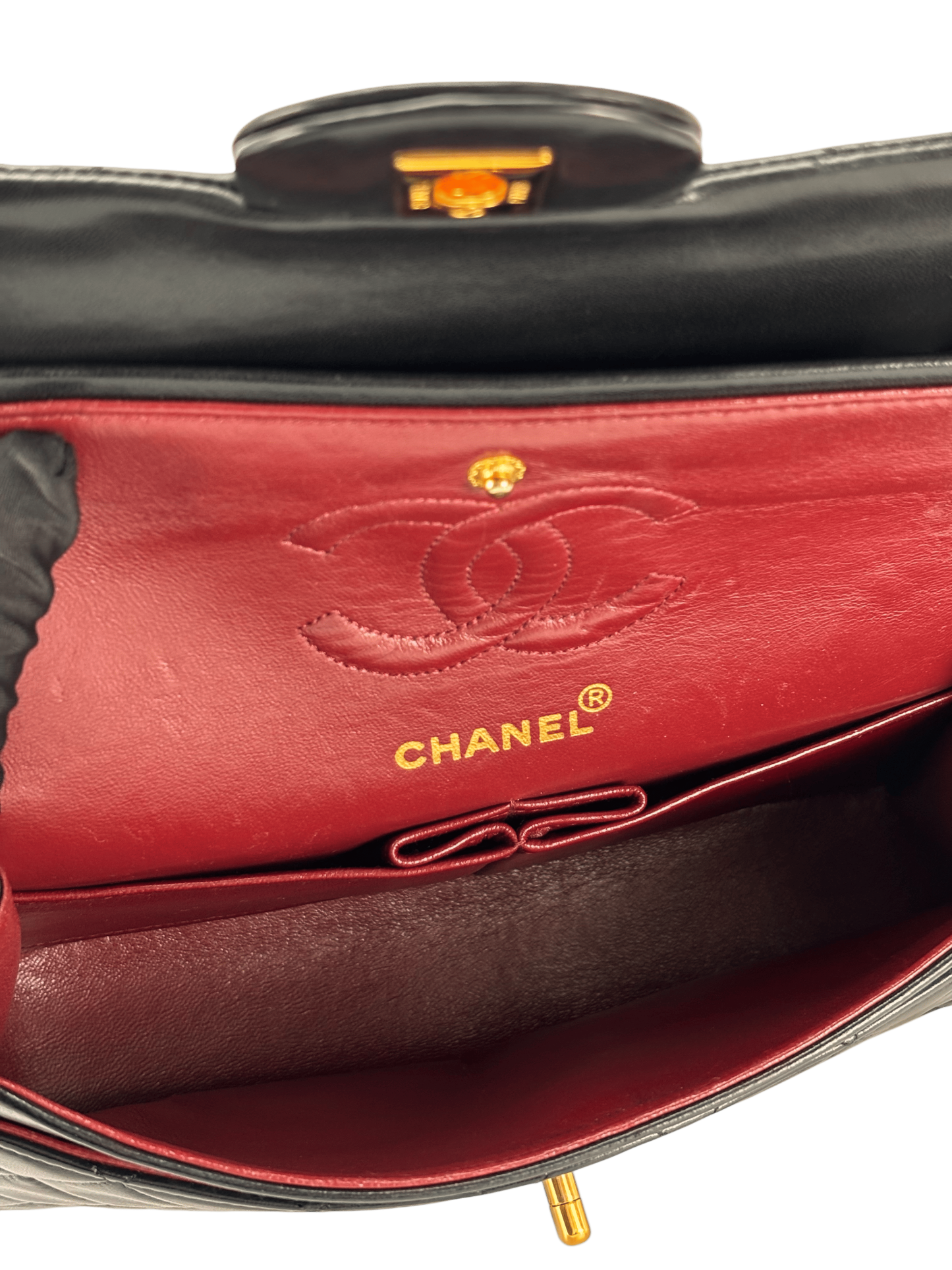 CHANEL - Small Classic Double Flap Bag Black Gold Hardware (CF23)