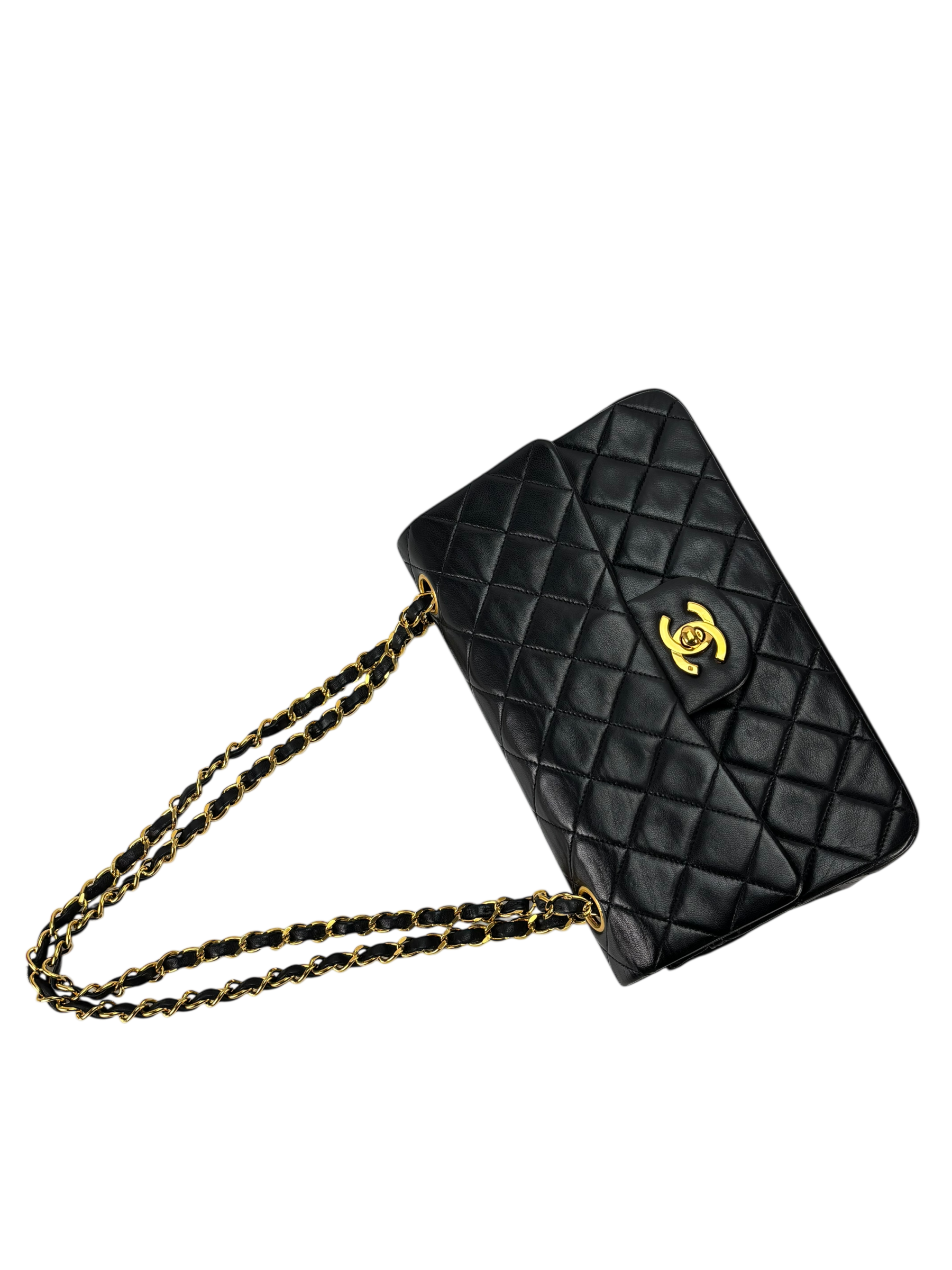 CHANEL - Small Classic Double Flap Bag Black Gold Hardware (CF23)