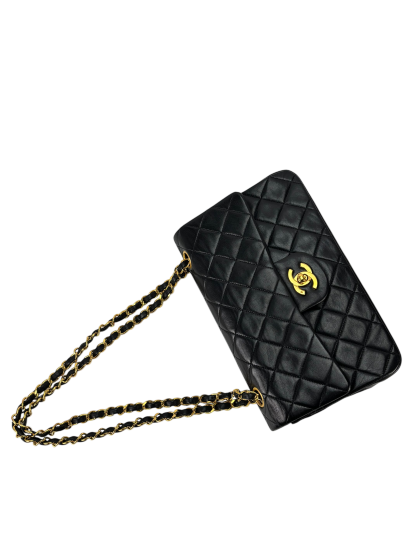 CHANEL - Small Classic Double Flap Bag Black Gold Hardware (CF23)