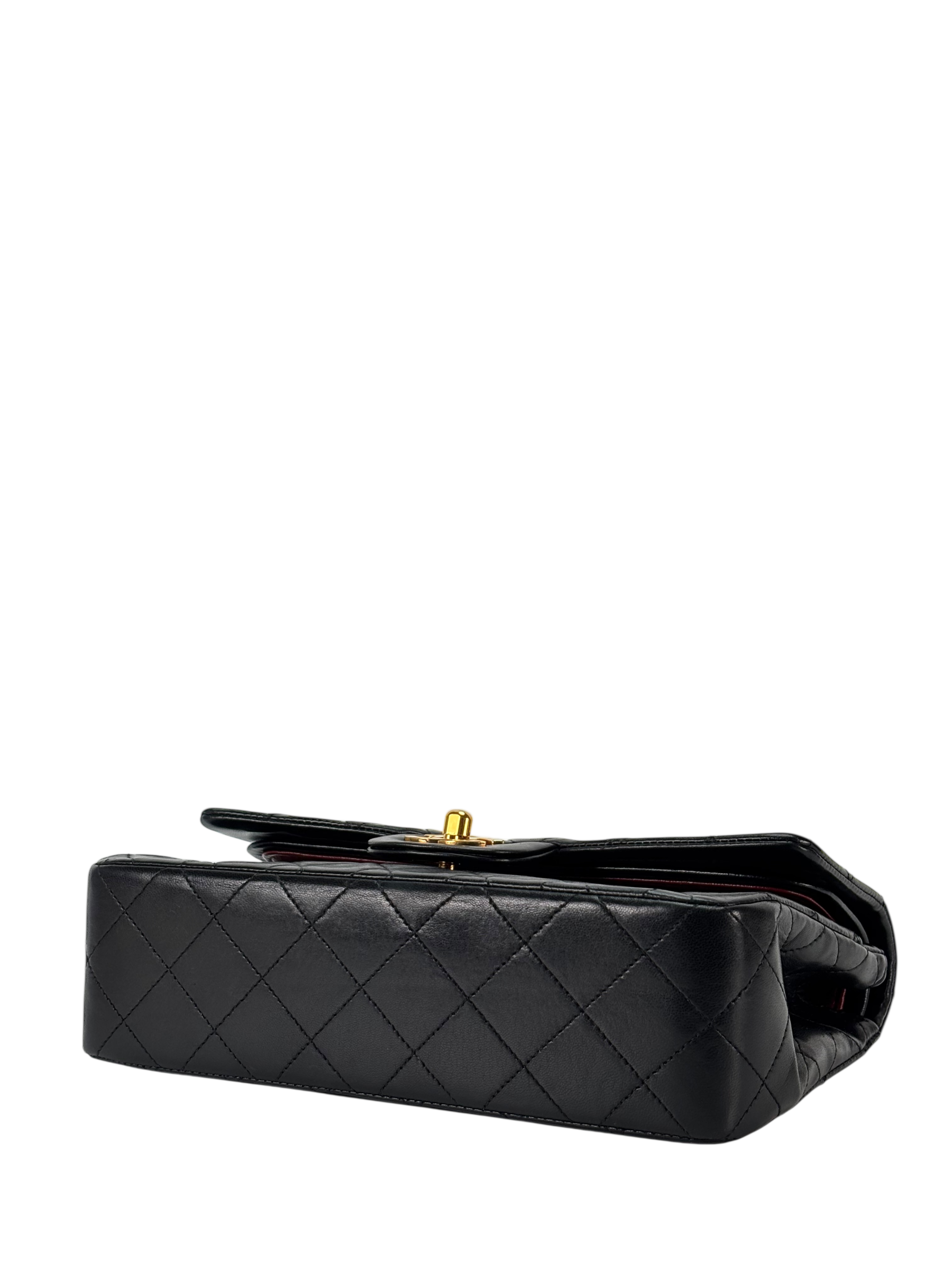 CHANEL - Small Classic Double Flap Bag Black Gold Hardware (CF23)