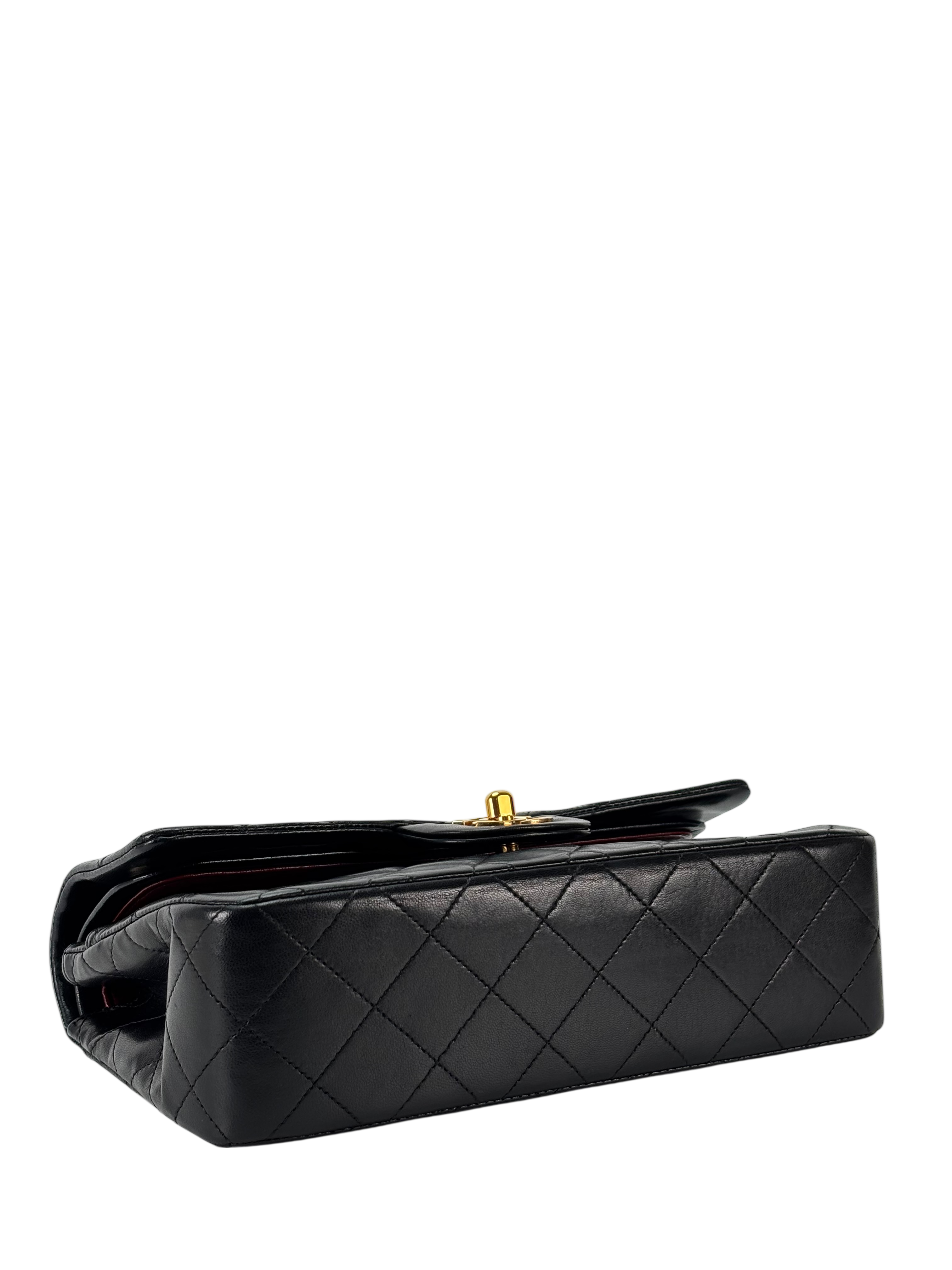 CHANEL - Small Classic Double Flap Bag Black Gold Hardware (CF23)