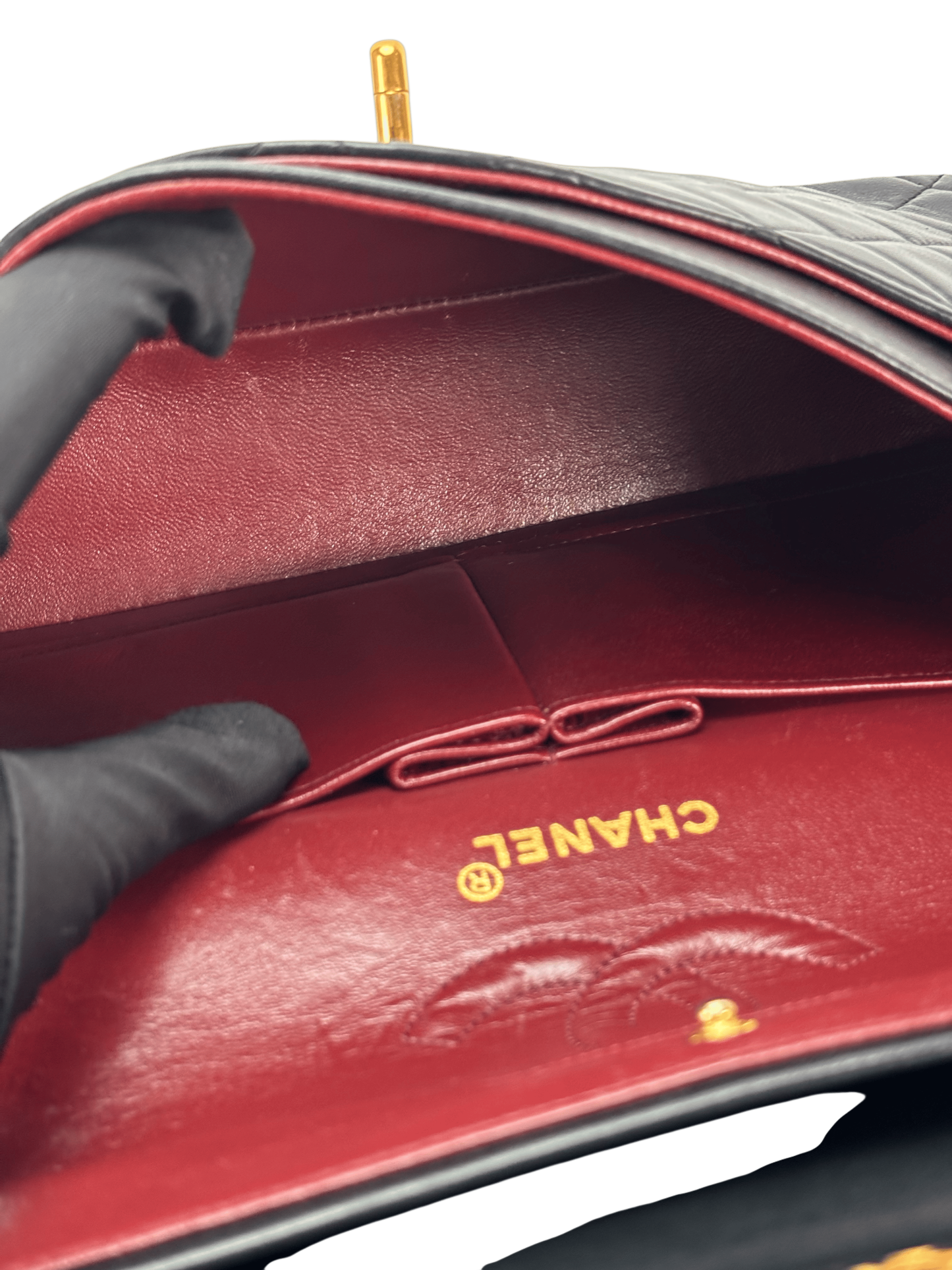 CHANEL - Small Classic Double Flap Bag Black Gold Hardware (CF23)