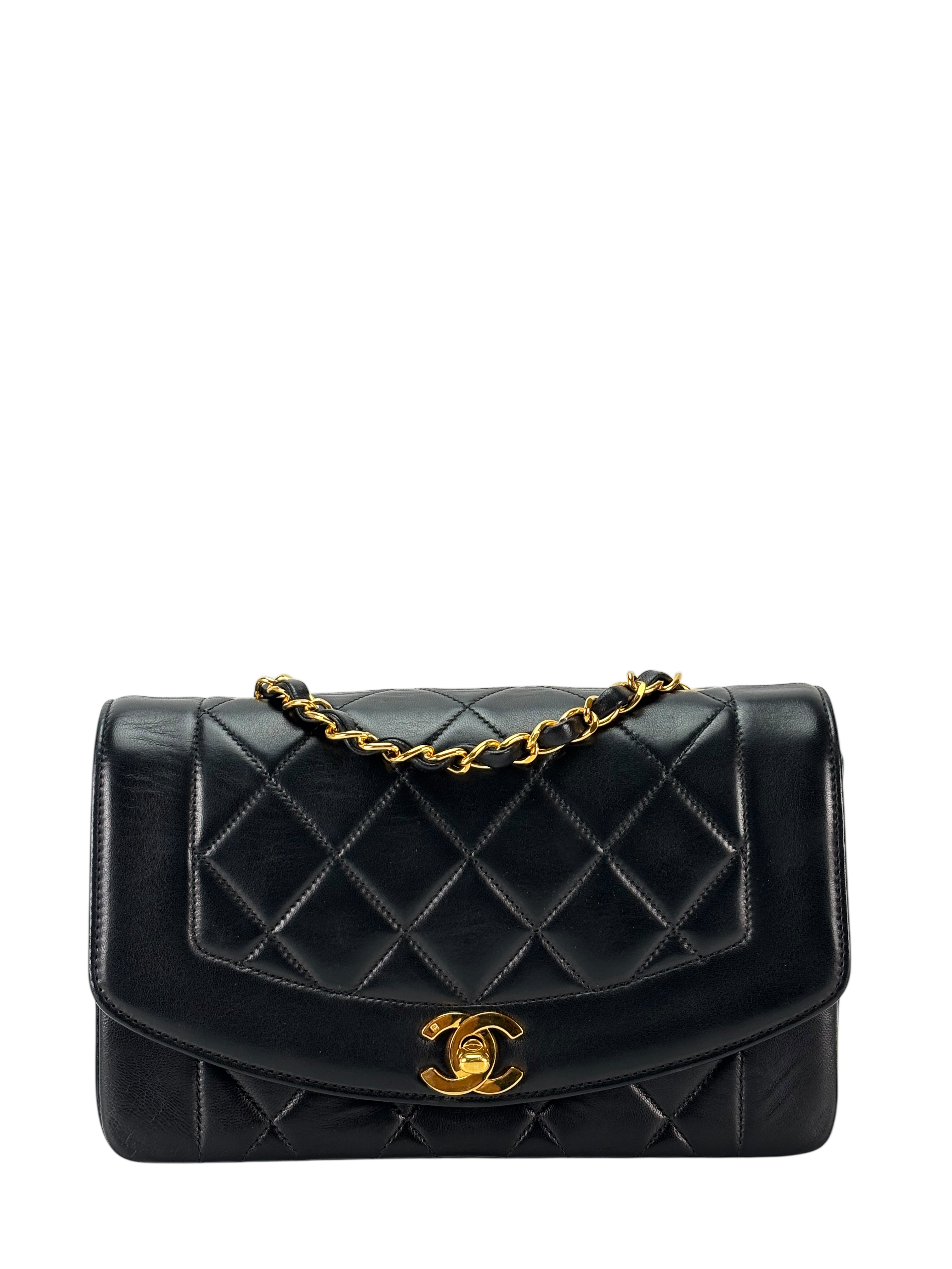 CHANEL - Black Lambskin Small Diana Shoulder Bag