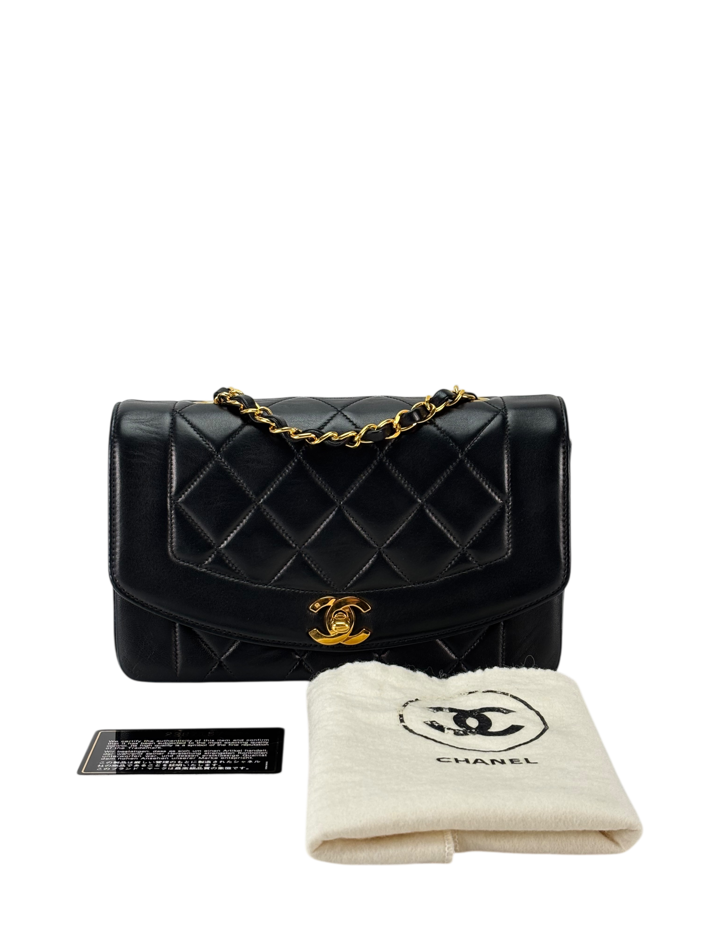 CHANEL - Black Lambskin Small Diana Shoulder Bag
