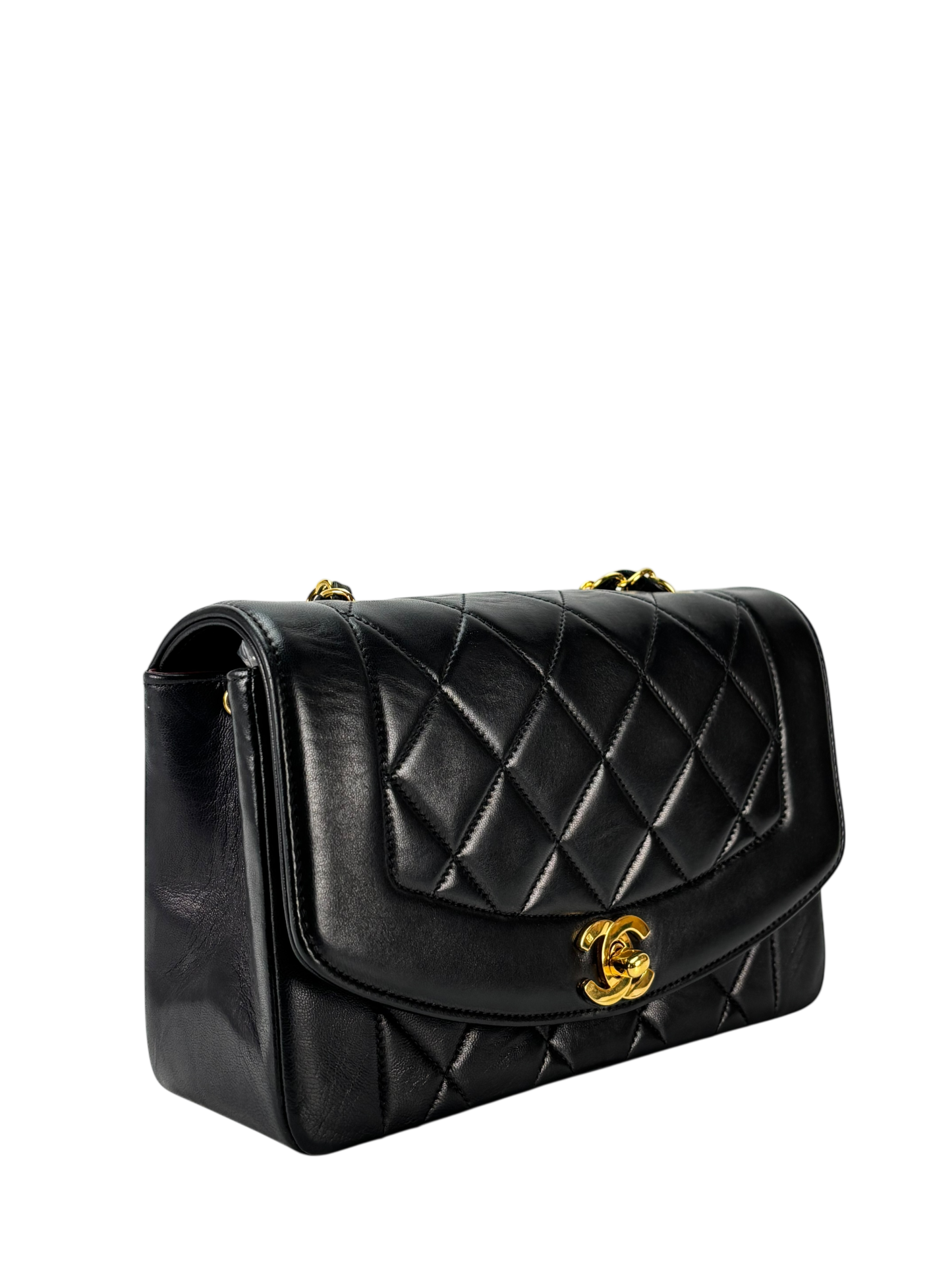 CHANEL - Black Lambskin Small Diana Shoulder Bag