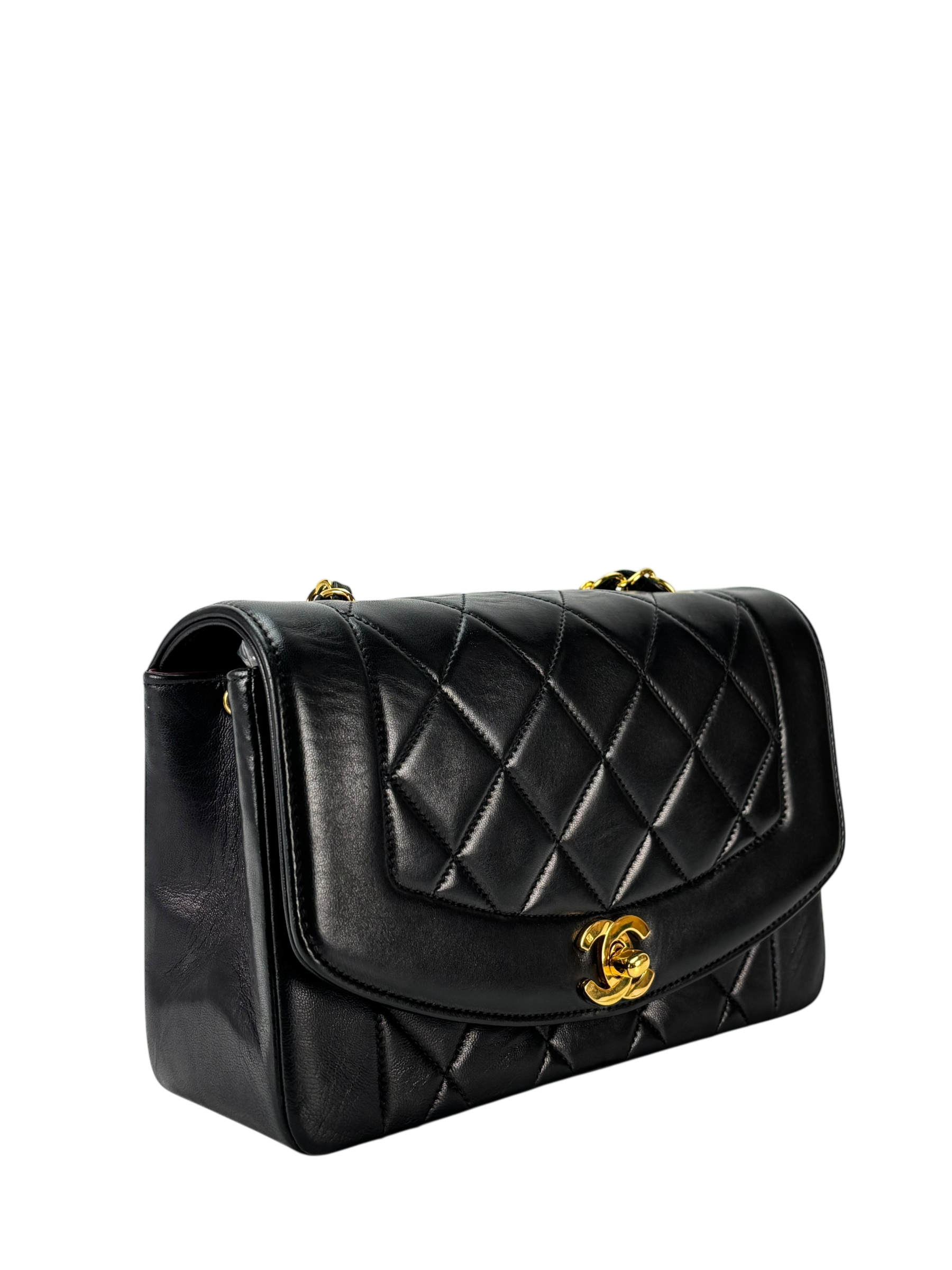 CHANEL - Black Lambskin Small Diana Shoulder Bag