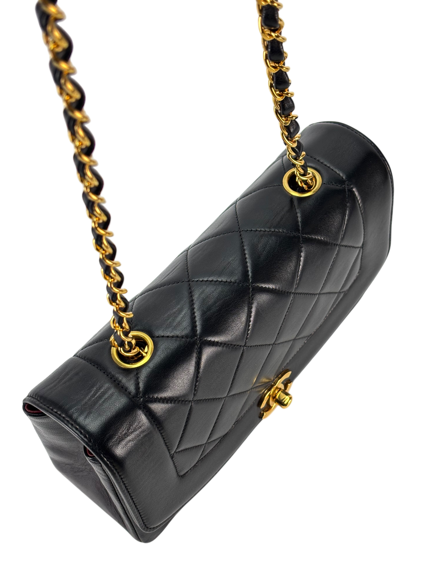 CHANEL - Black Lambskin Small Diana Shoulder Bag