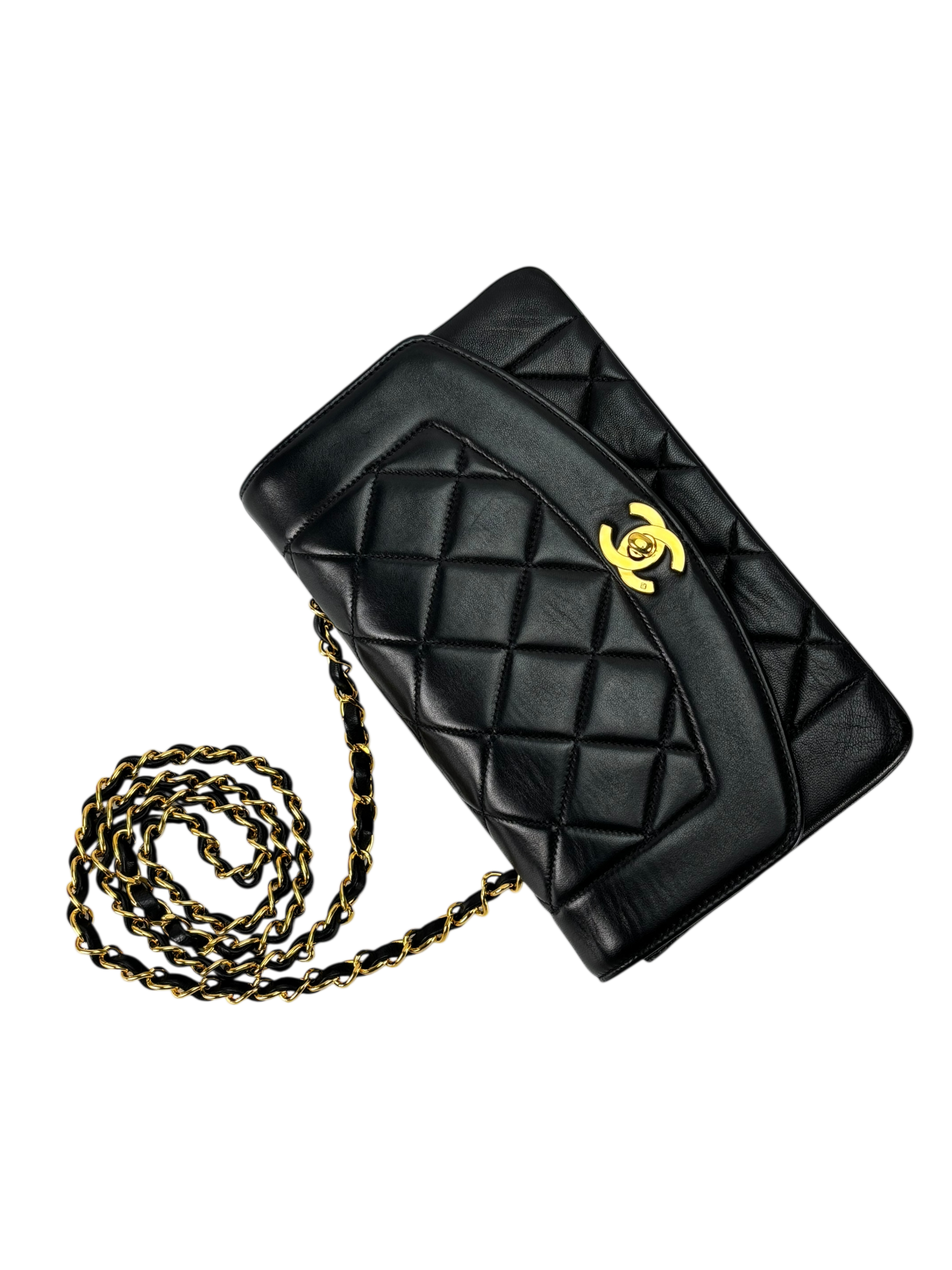 CHANEL - Black Lambskin Small Diana Shoulder Bag