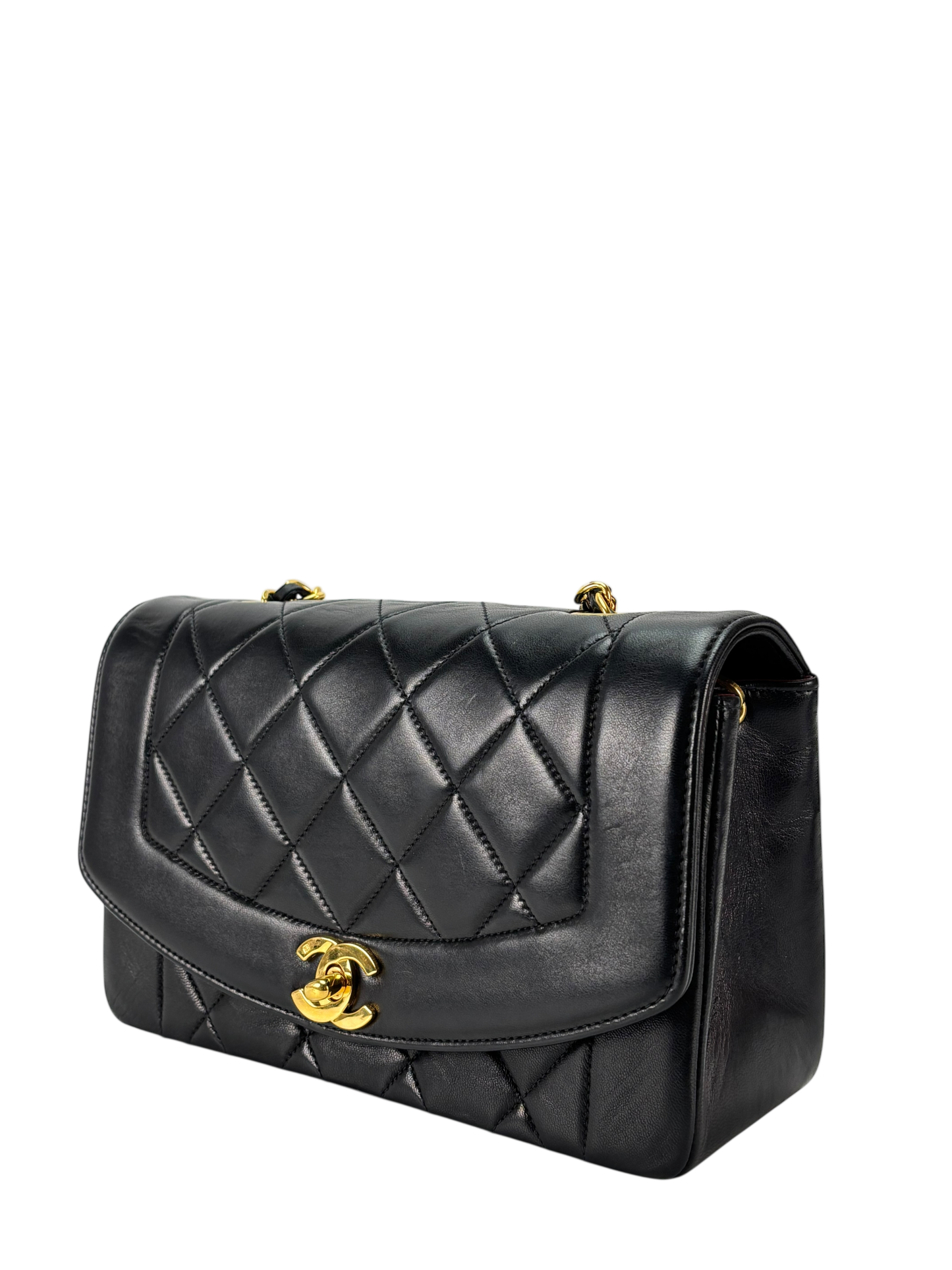CHANEL - Black Lambskin Small Diana Shoulder Bag
