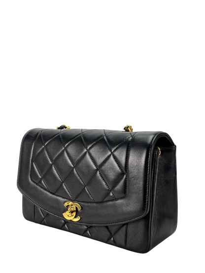 CHANEL - Black Lambskin Small Diana Shoulder Bag