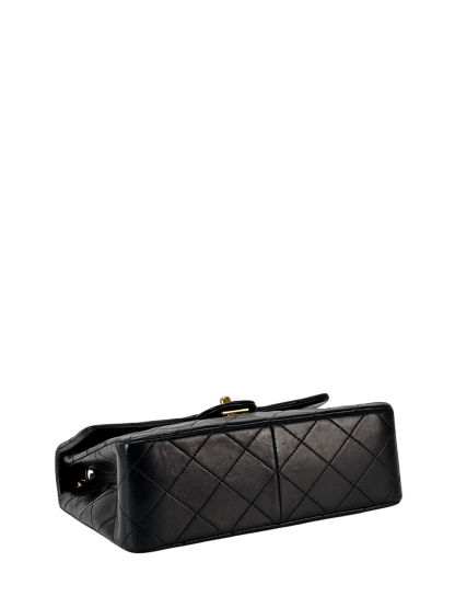 CHANEL - Black Lambskin Mini Classic Square Flap Shoulder Bag 20