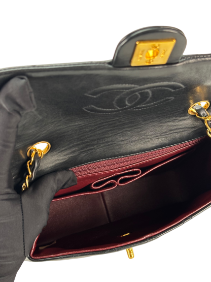 CHANEL - Black Lambskin Mini Classic Square Flap Shoulder Bag 20