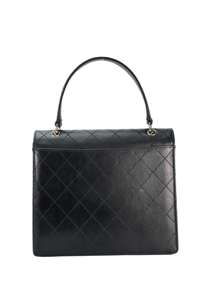 CHANEL - Black Caviar Matelasse Classic Grained Handbag Bag Silver Hardware