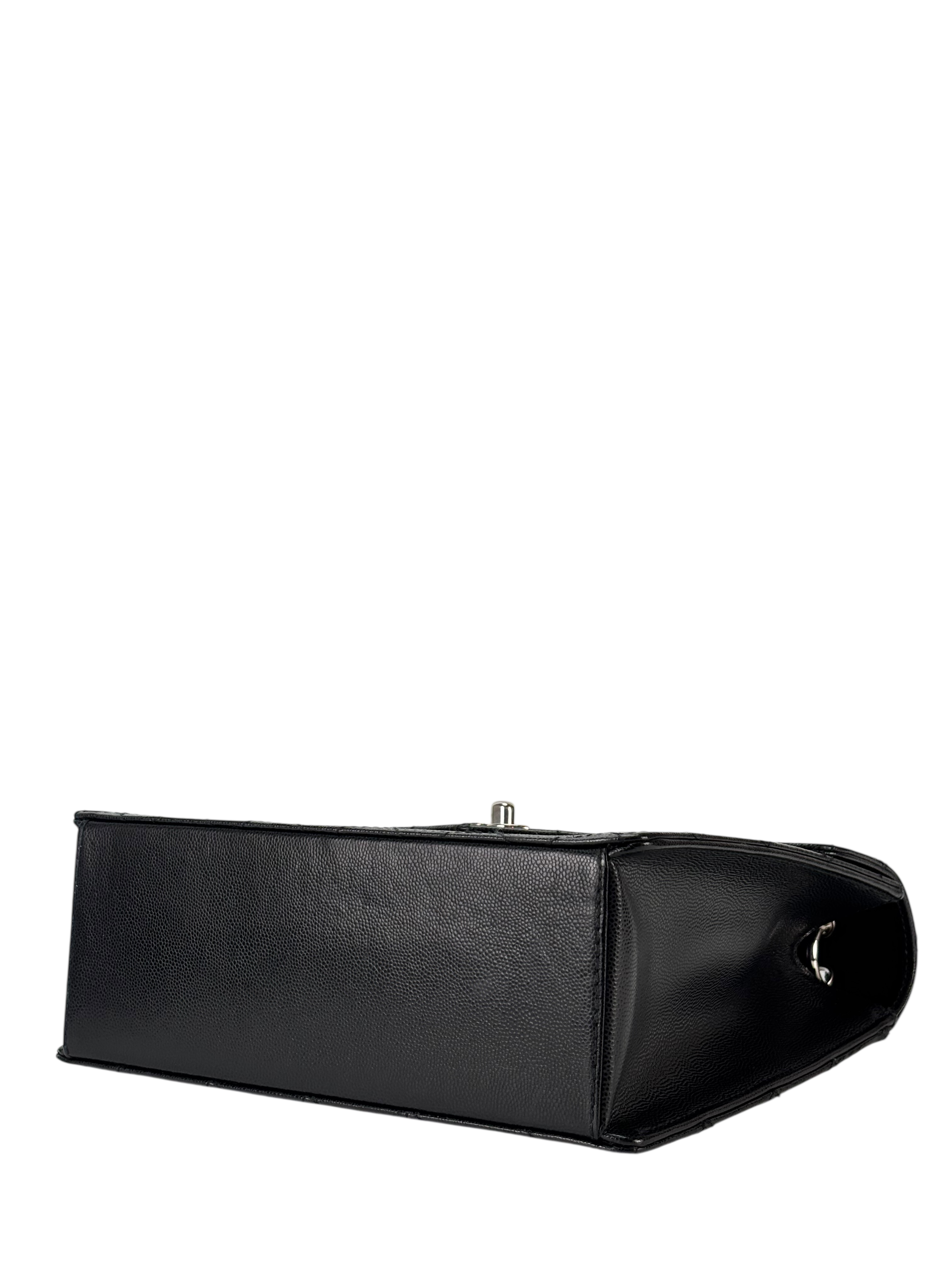 CHANEL - Black Caviar Matelasse Classic Grained Handbag Bag Silver Hardware