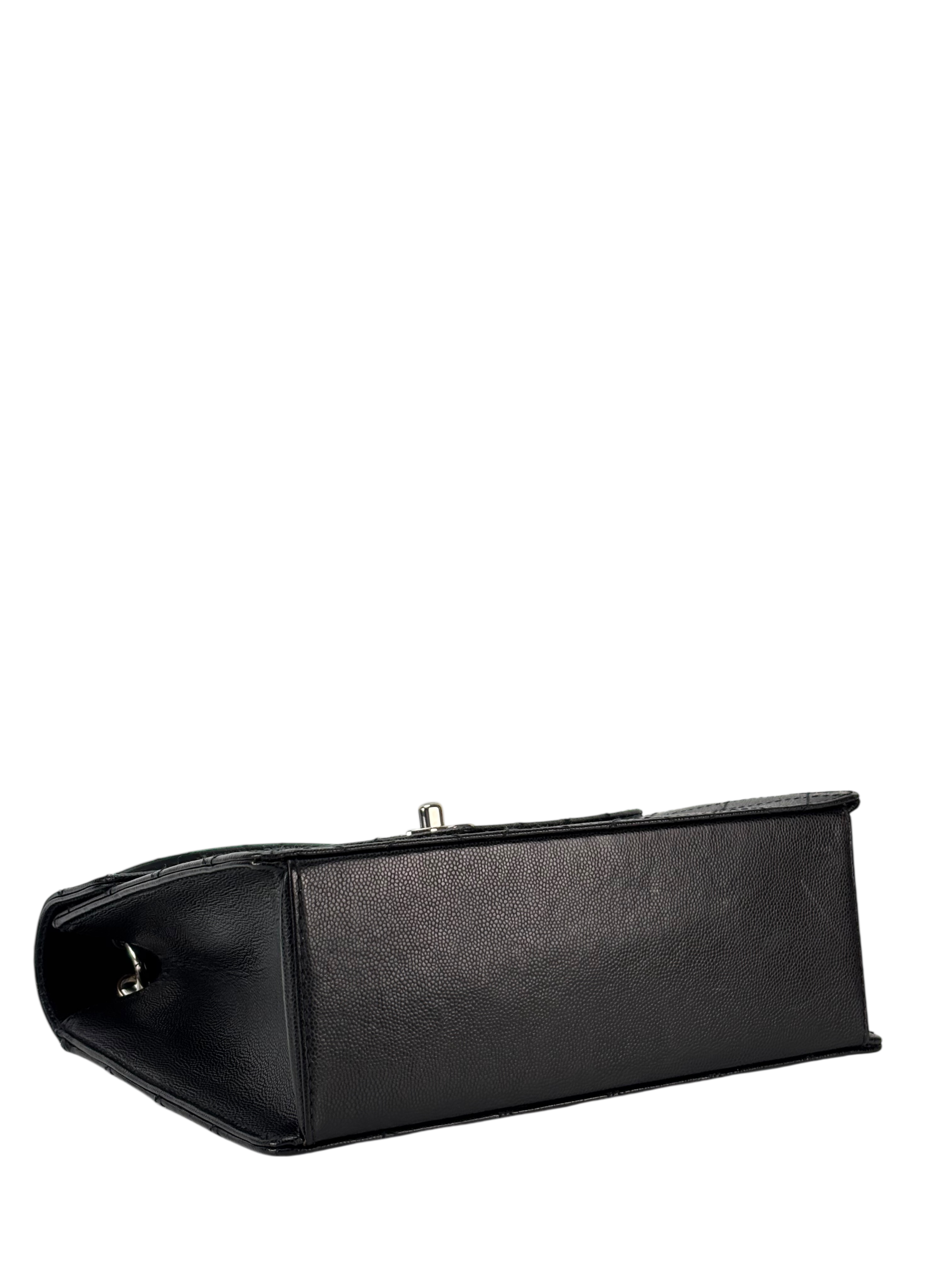 CHANEL - Black Caviar Matelasse Classic Grained Handbag Bag Silver Hardware