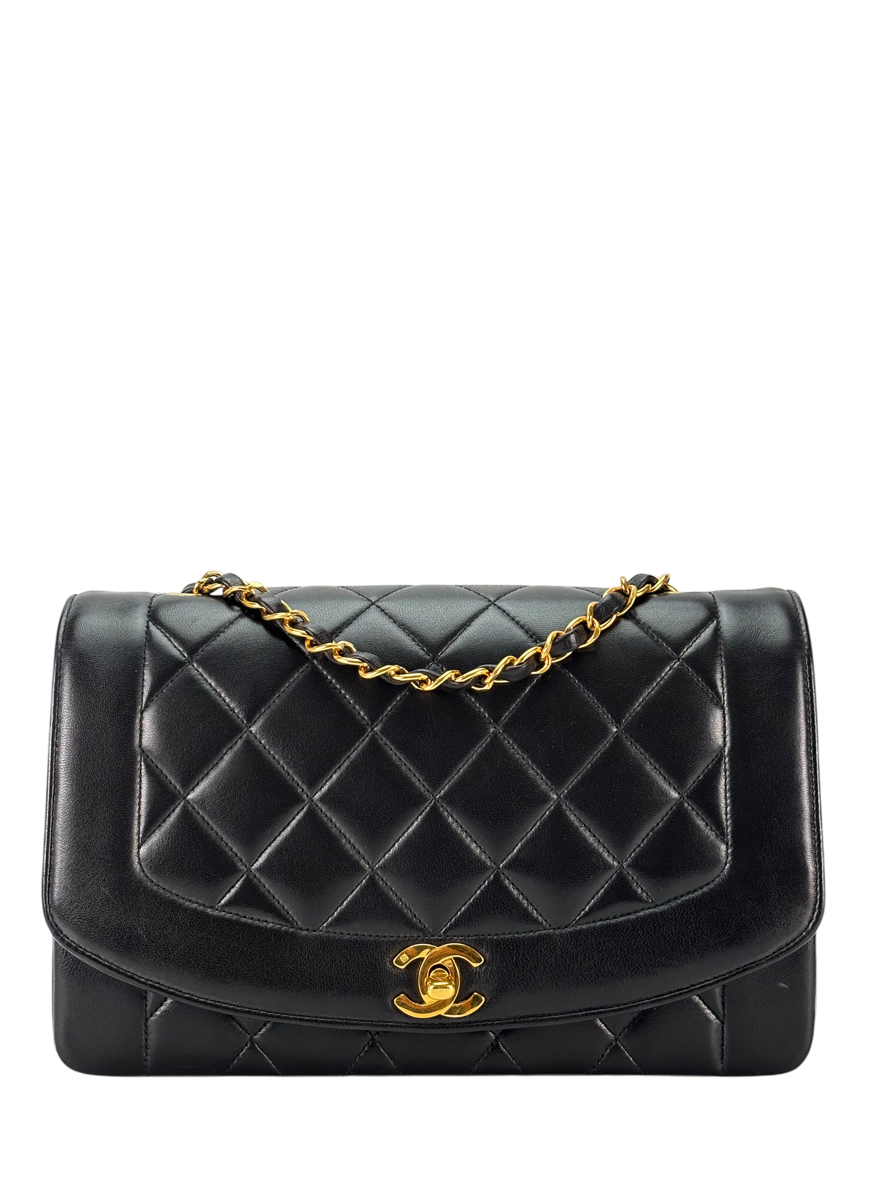 CHANEL - Black Lambskin Medium Diana Shoulder Bag
