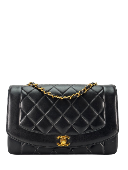 CHANEL - Black Lambskin Medium Diana Shoulder Bag