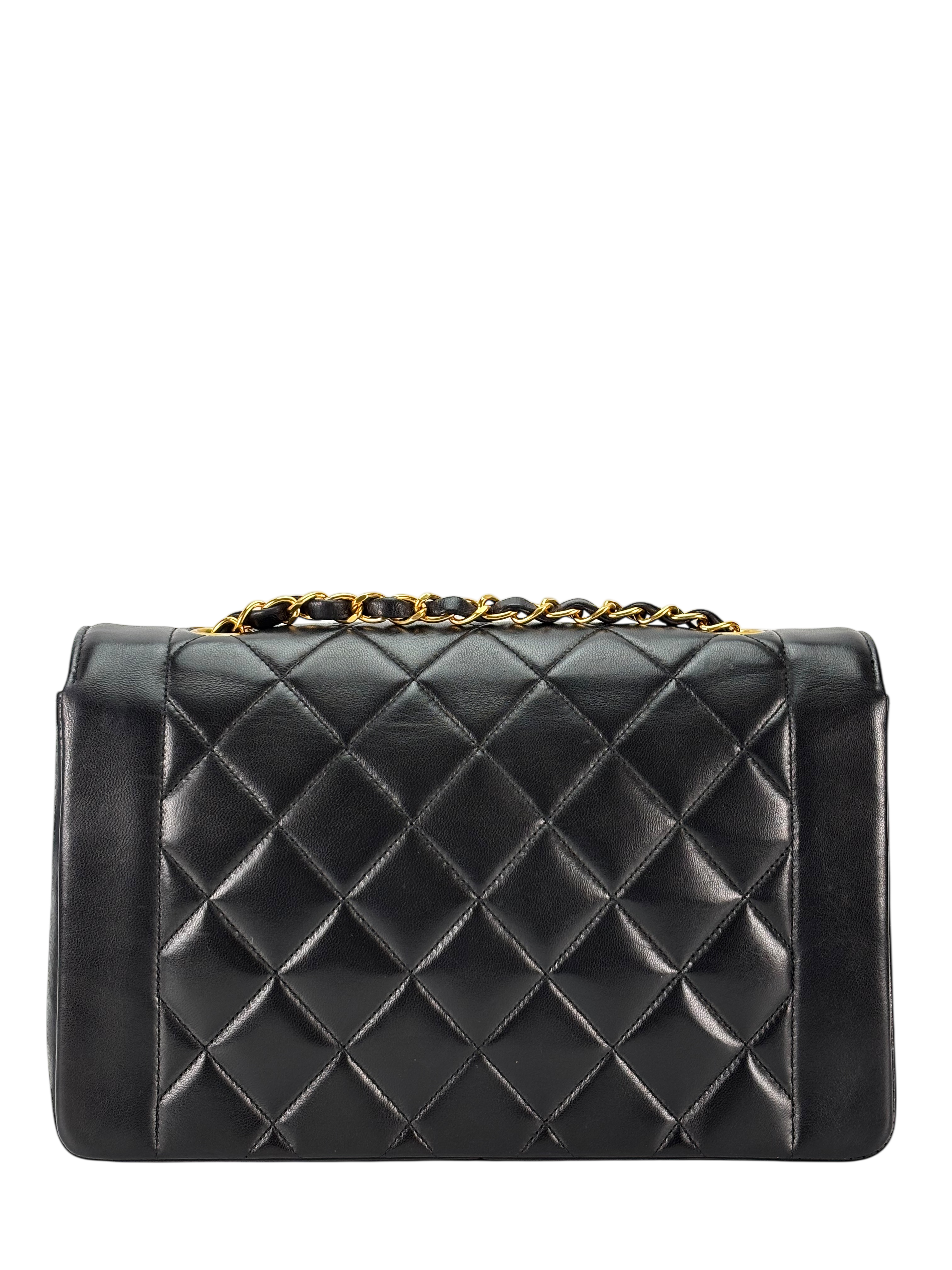 CHANEL - Black Lambskin Medium Diana Shoulder Bag