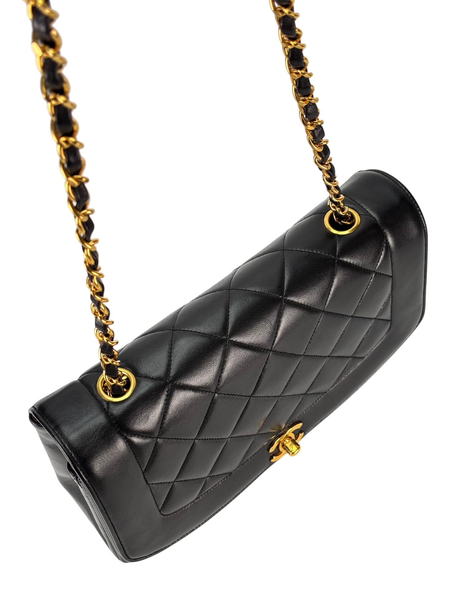 CHANEL - Black Lambskin Medium Diana Shoulder Bag