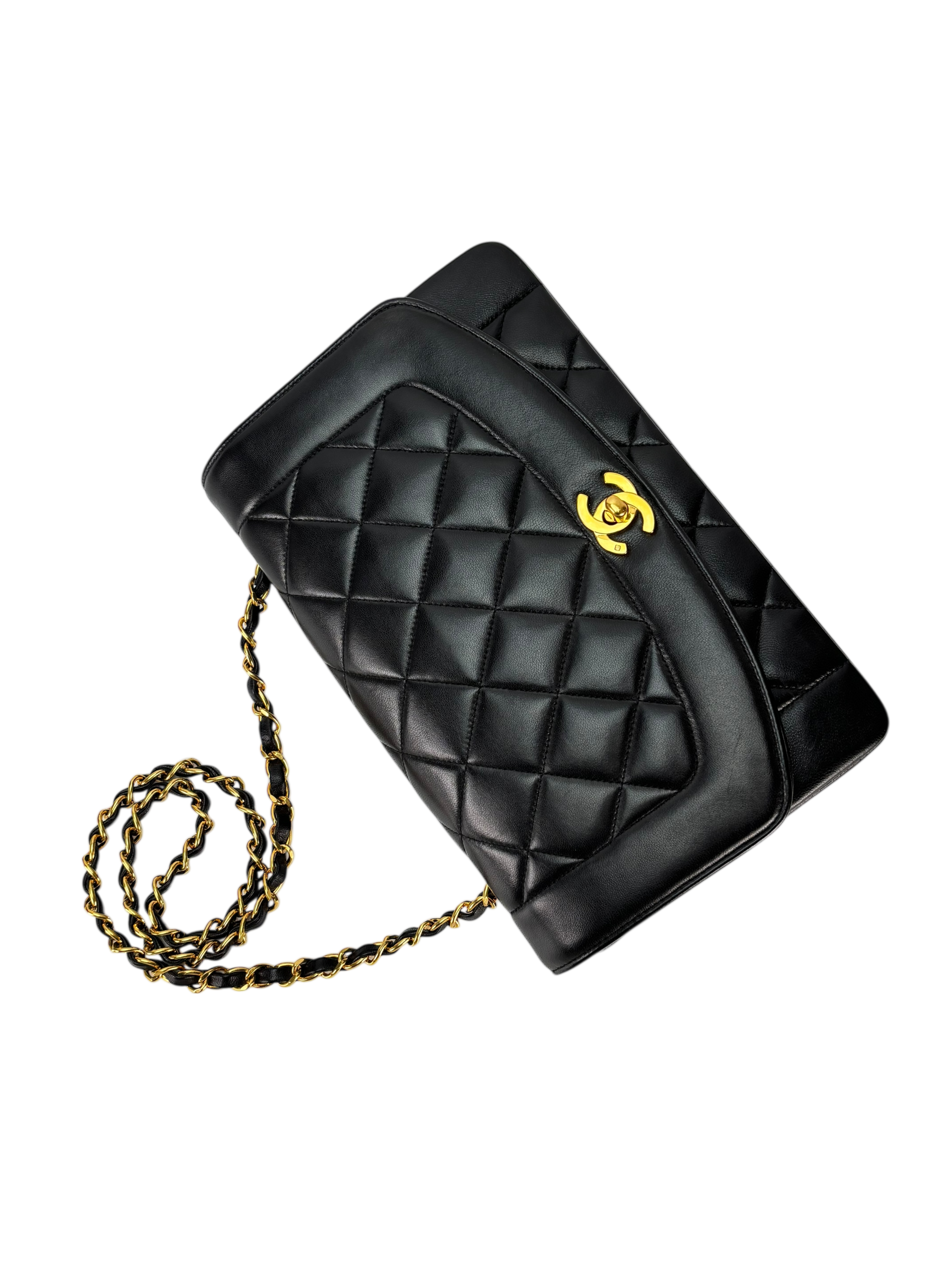 CHANEL - Black Lambskin Medium Diana Shoulder Bag