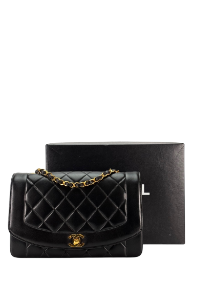CHANEL - Black Lambskin Medium Diana Shoulder Bag