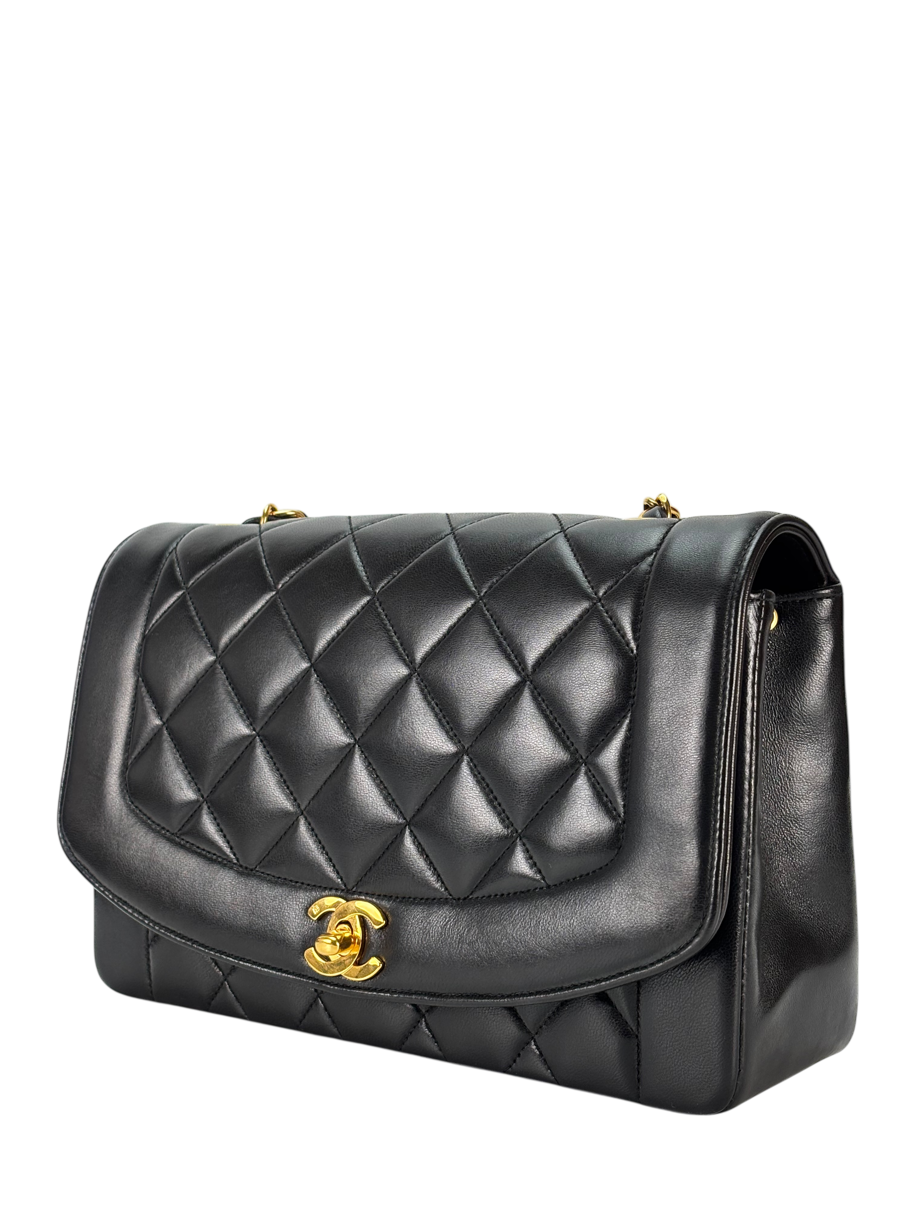 CHANEL - Black Lambskin Medium Diana Shoulder Bag