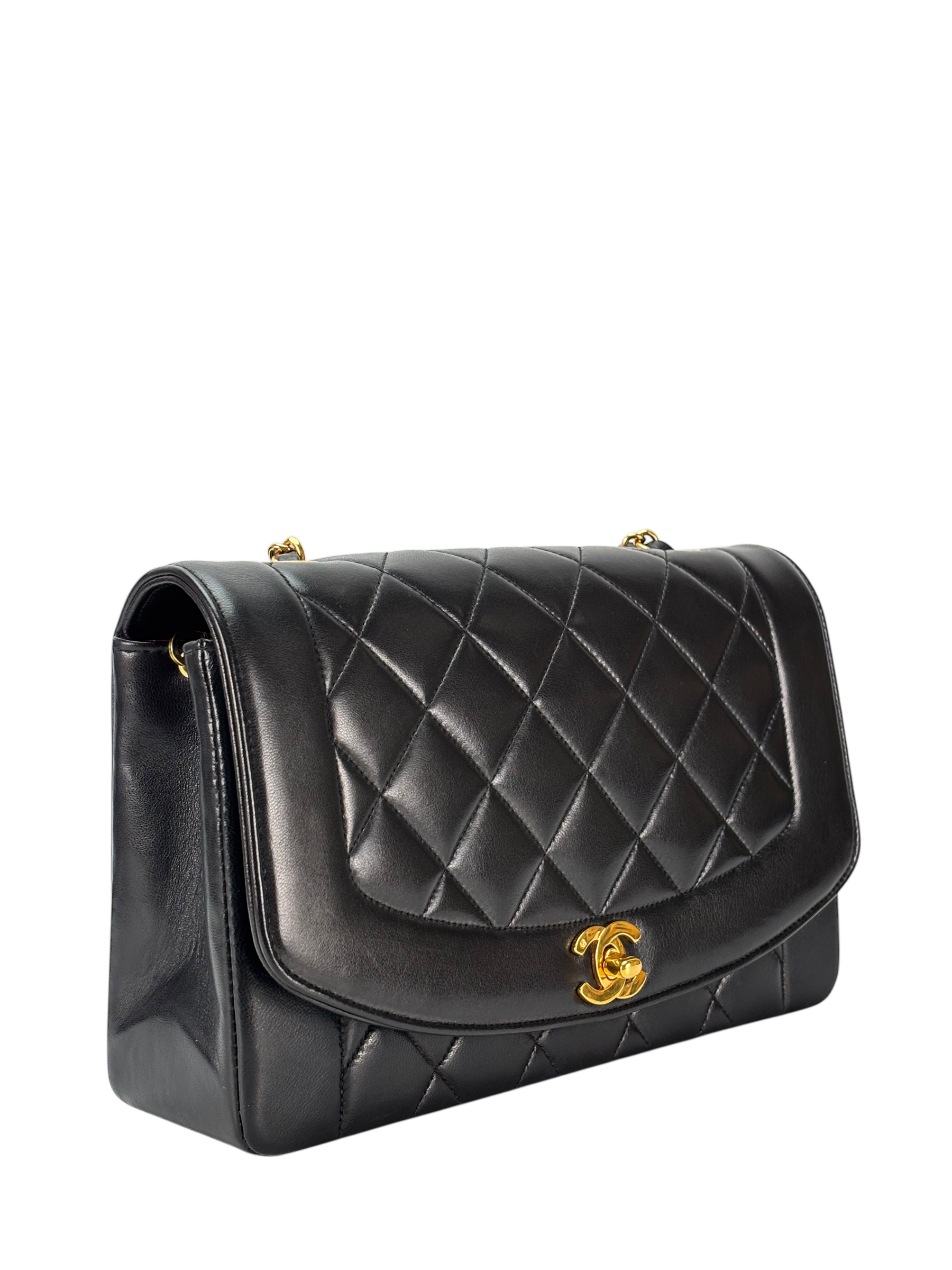 CHANEL - Black Lambskin Medium Diana Shoulder Bag
