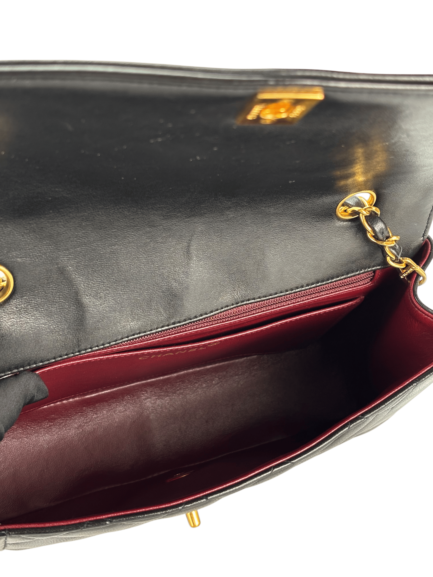 CHANEL - Black Lambskin Medium Diana Shoulder Bag