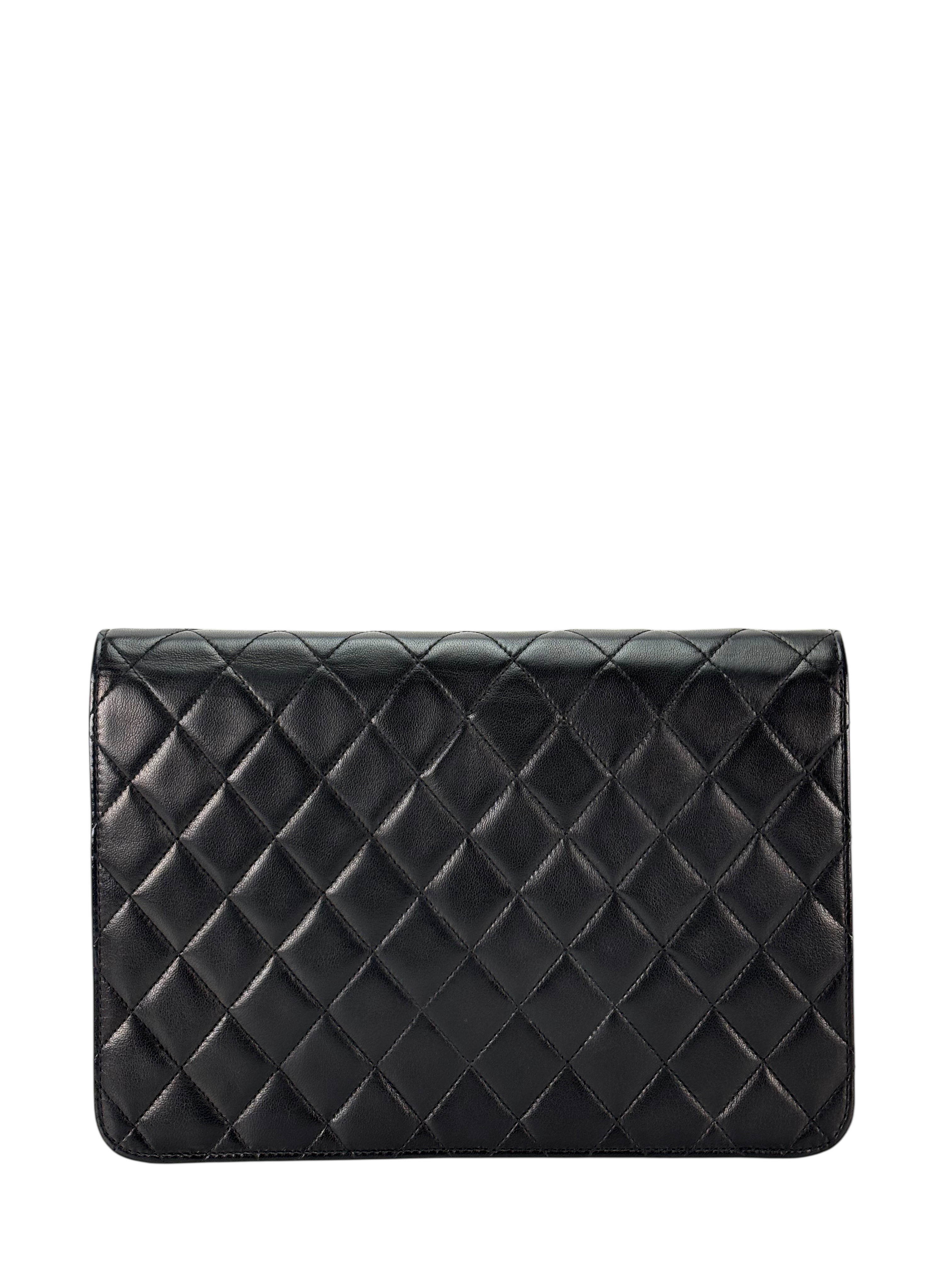 CHANEL - Black Lambskin Turnlock Small Half Flap Shoulder Gold Hardware