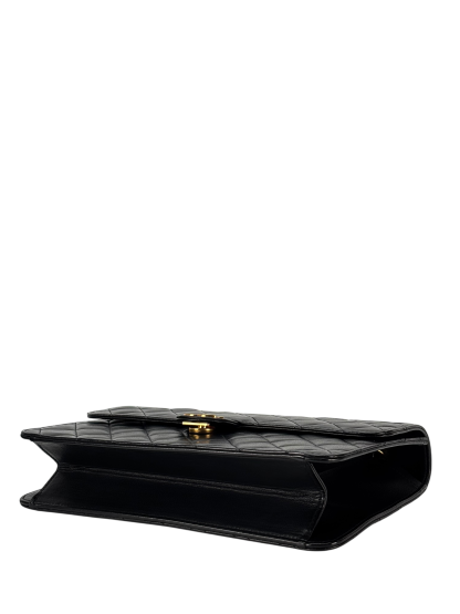 CHANEL - Black Lambskin Turnlock Small Half Flap Shoulder Gold Hardware