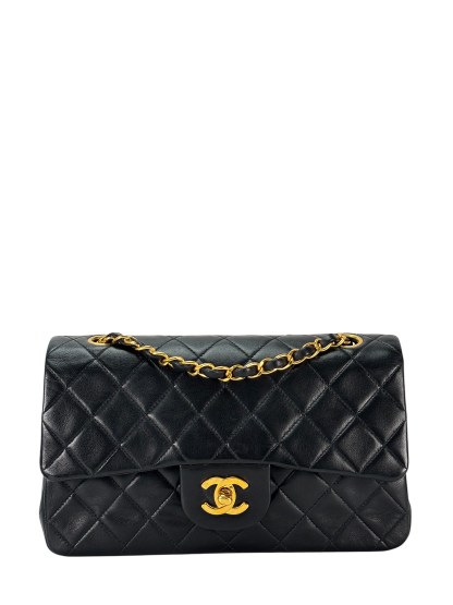 CHANEL - Small Classic Double Flap Bag Black Gold Hardware (CF23)