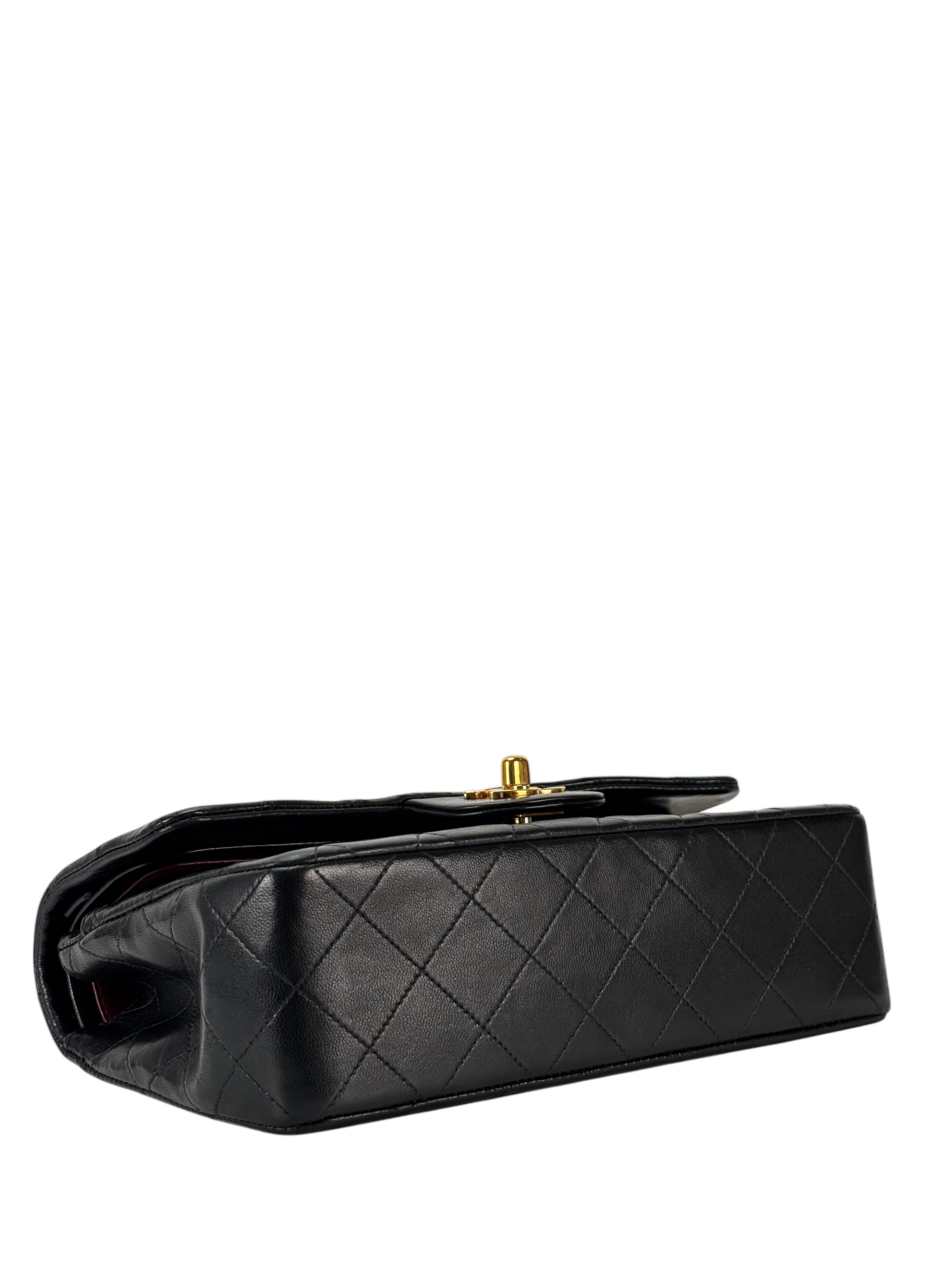 CHANEL - Small Classic Double Flap Bag Black Gold Hardware (CF23)