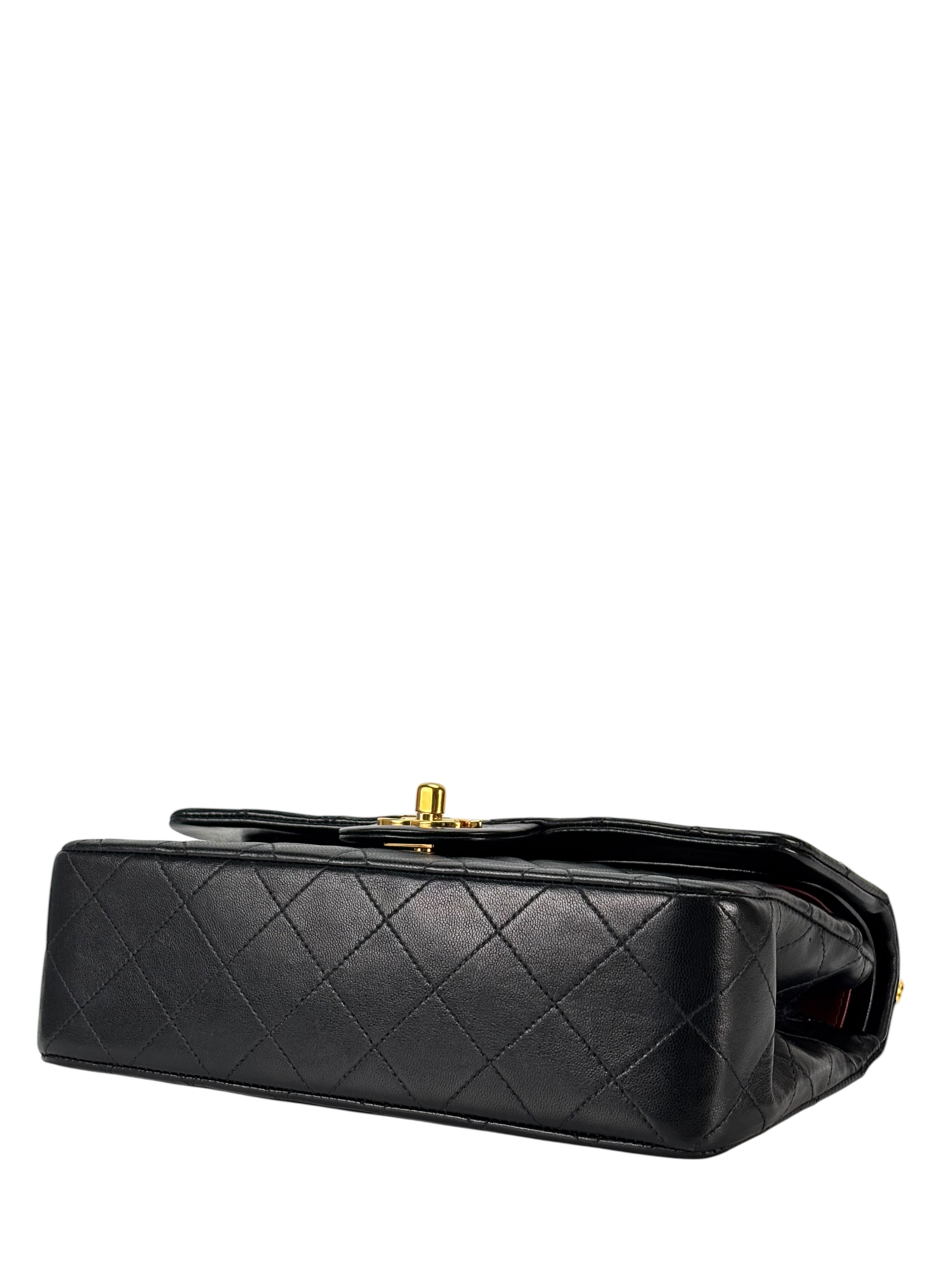 CHANEL - Small Classic Double Flap Bag Black Gold Hardware (CF23)