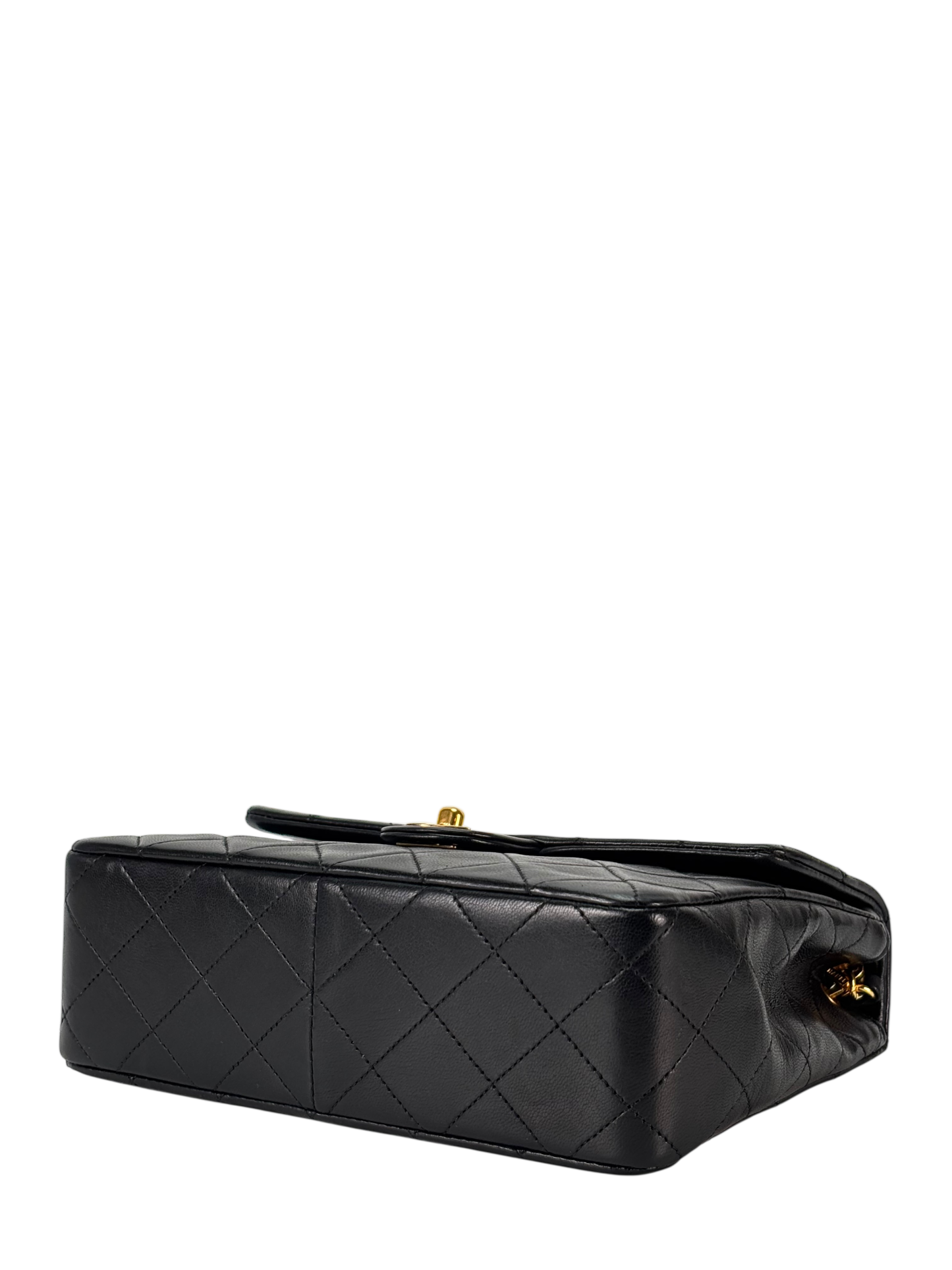 CHANEL - Mini Matlasse 20 Lambskin Single Flap Single Chain Bag Black Gold Hardware