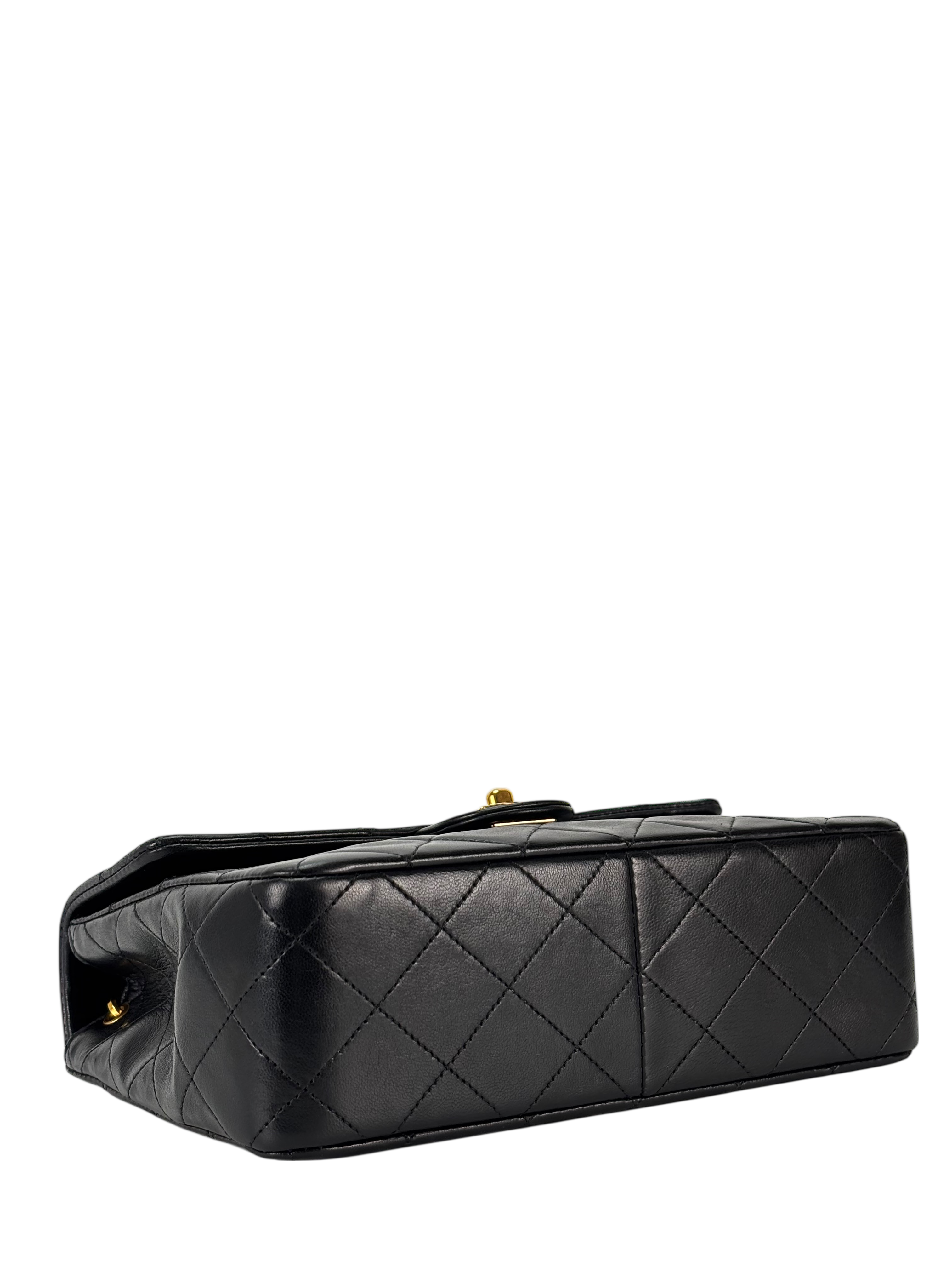 CHANEL - Mini Matlasse 20 Lambskin Single Flap Single Chain Bag Black Gold Hardware