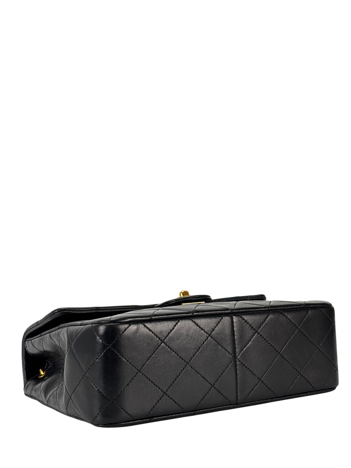 CHANEL - Mini Matlasse 20 Lambskin Single Flap Single Chain Bag Black Gold Hardware