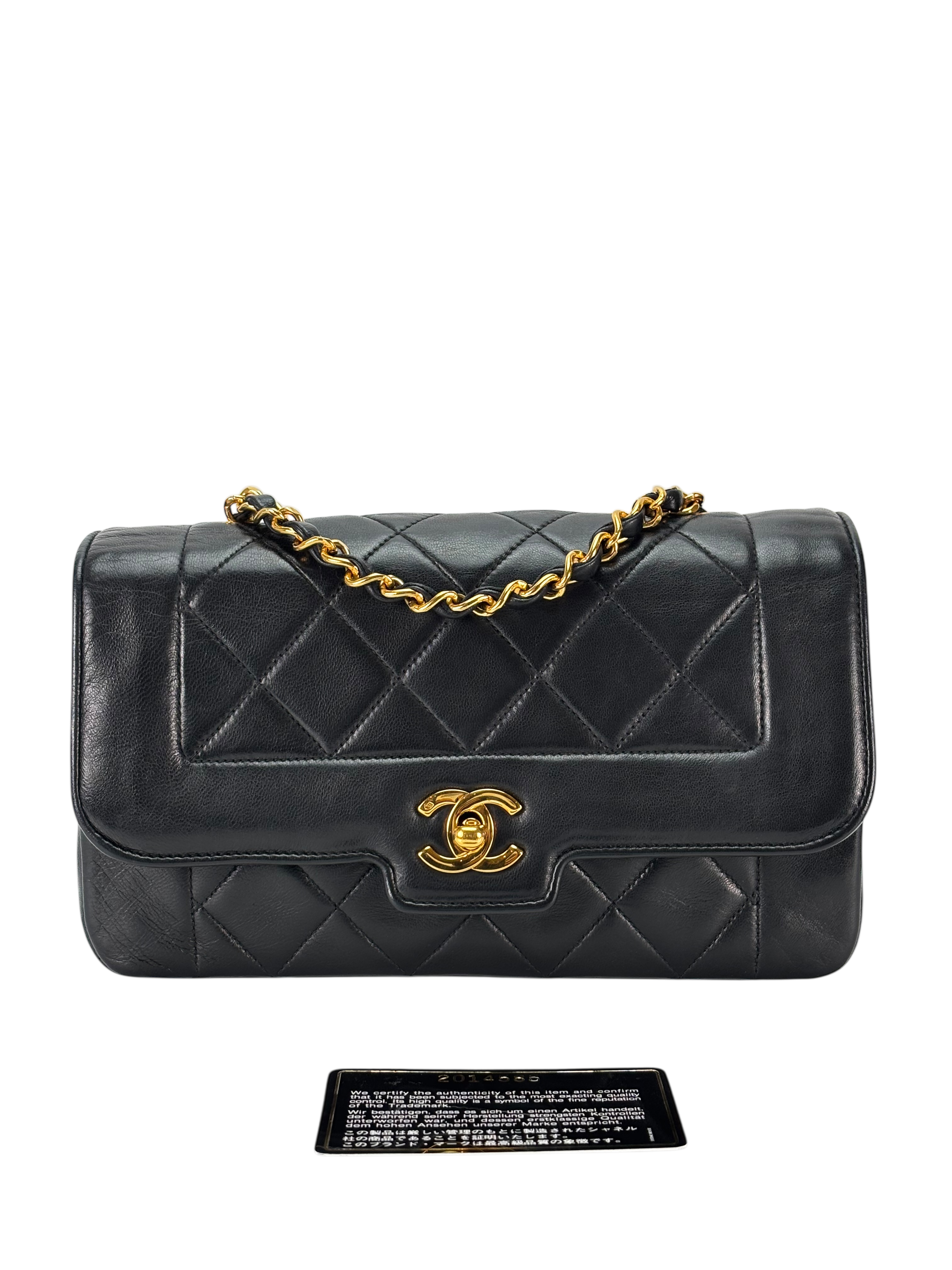 CHANEL - Black Lambskin Matelasse Single Flap Chain Bag Gold Hardware