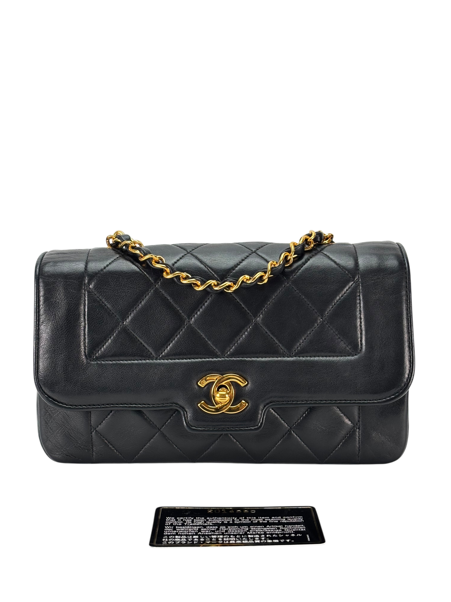 CHANEL - Black Lambskin Matelasse Single Flap Chain Bag Gold Hardware