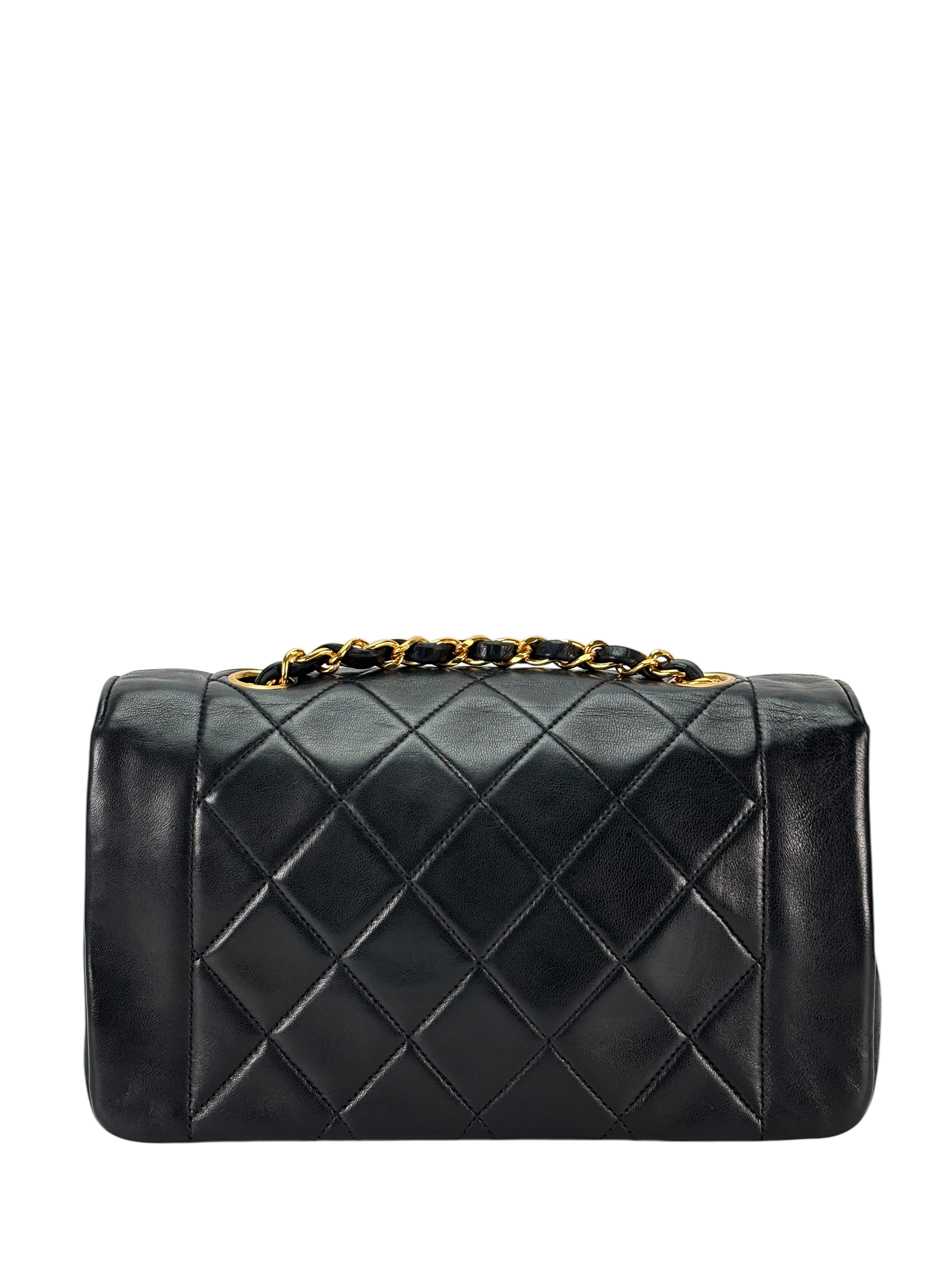 CHANEL - Black Lambskin Matelasse Single Flap Chain Bag Gold Hardware
