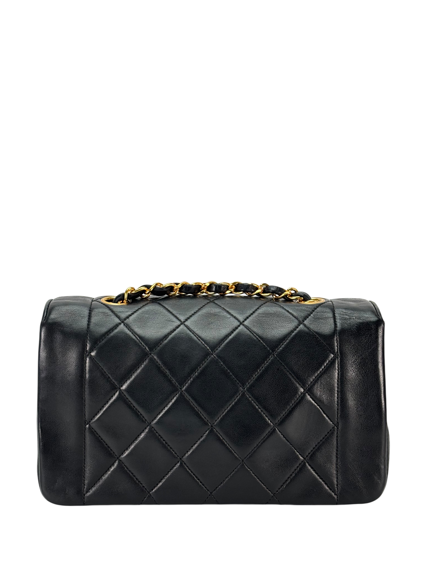 CHANEL - Black Lambskin Matelasse Single Flap Chain Bag Gold Hardware