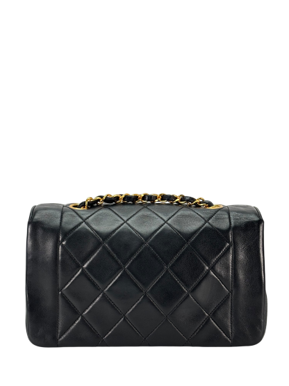 CHANEL - Black Lambskin Matelasse Single Flap Chain Bag Gold Hardware