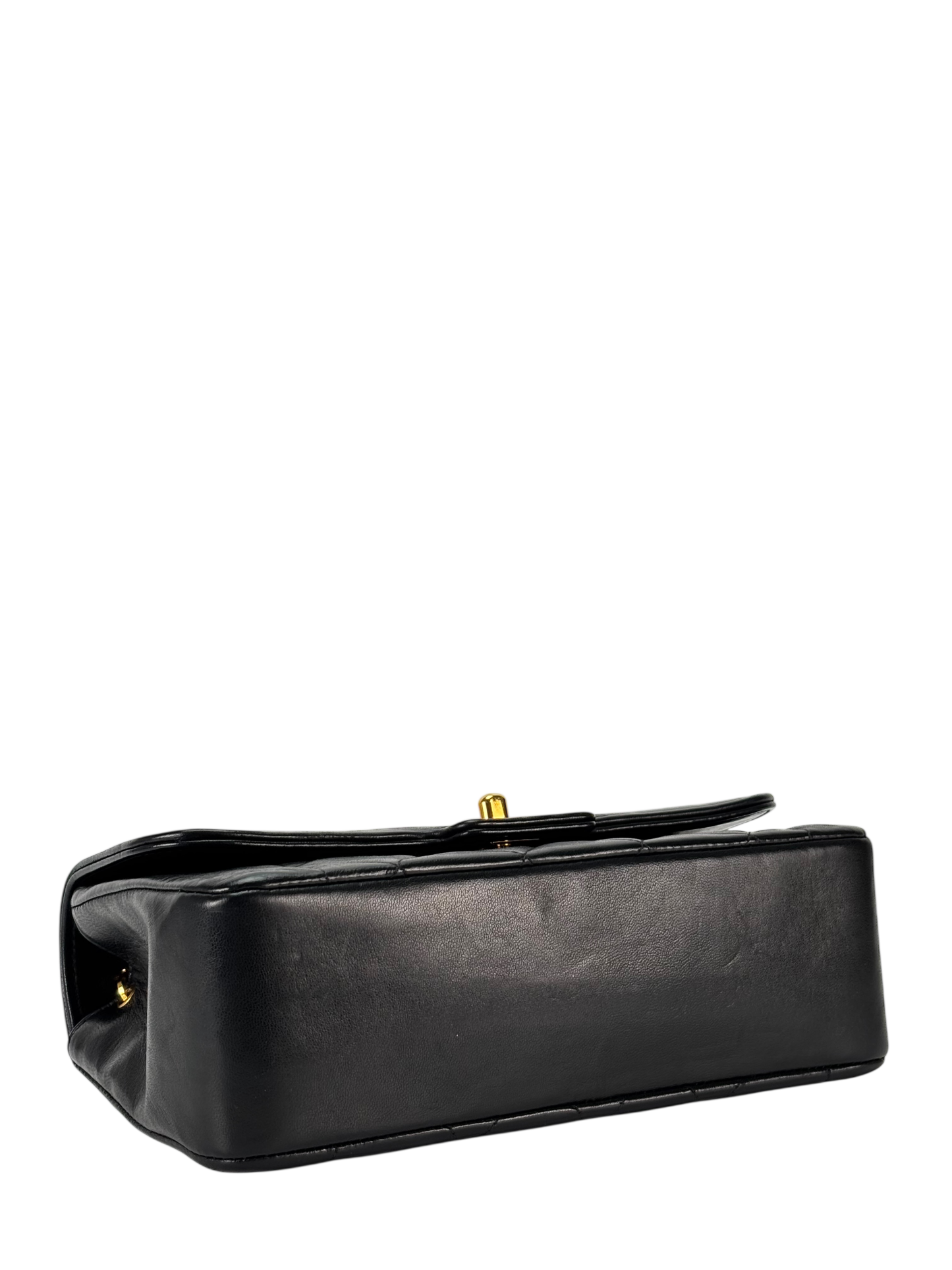 CHANEL - Black Lambskin Matelasse Single Flap Chain Bag Gold Hardware