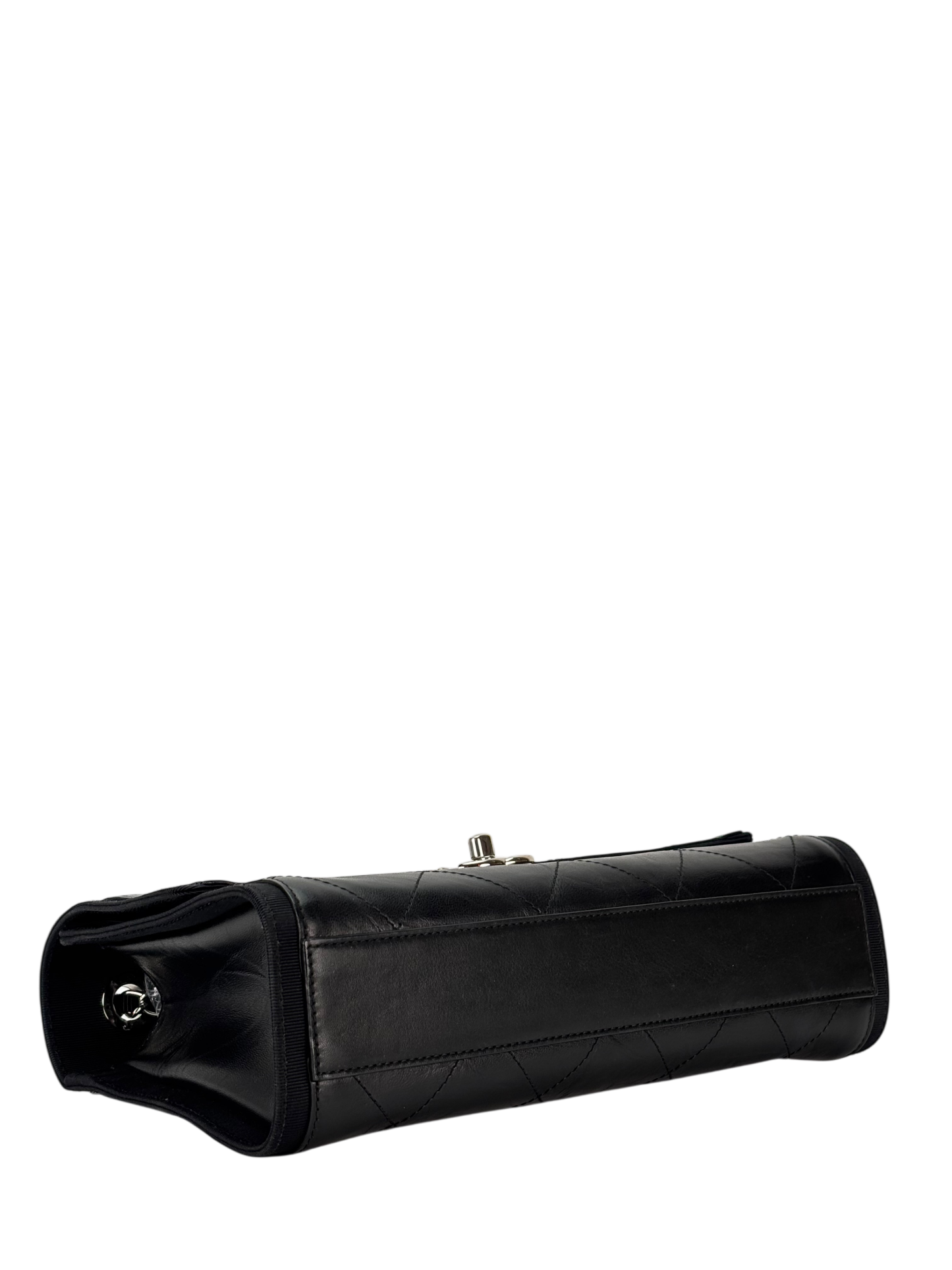 CHANEL - Black Calfskin Crumpled Calfskin Flap Bag