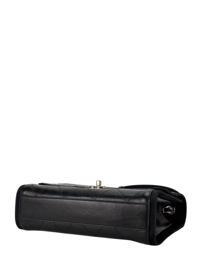 CHANEL - Black Calfskin Crumpled Calfskin Flap Bag 