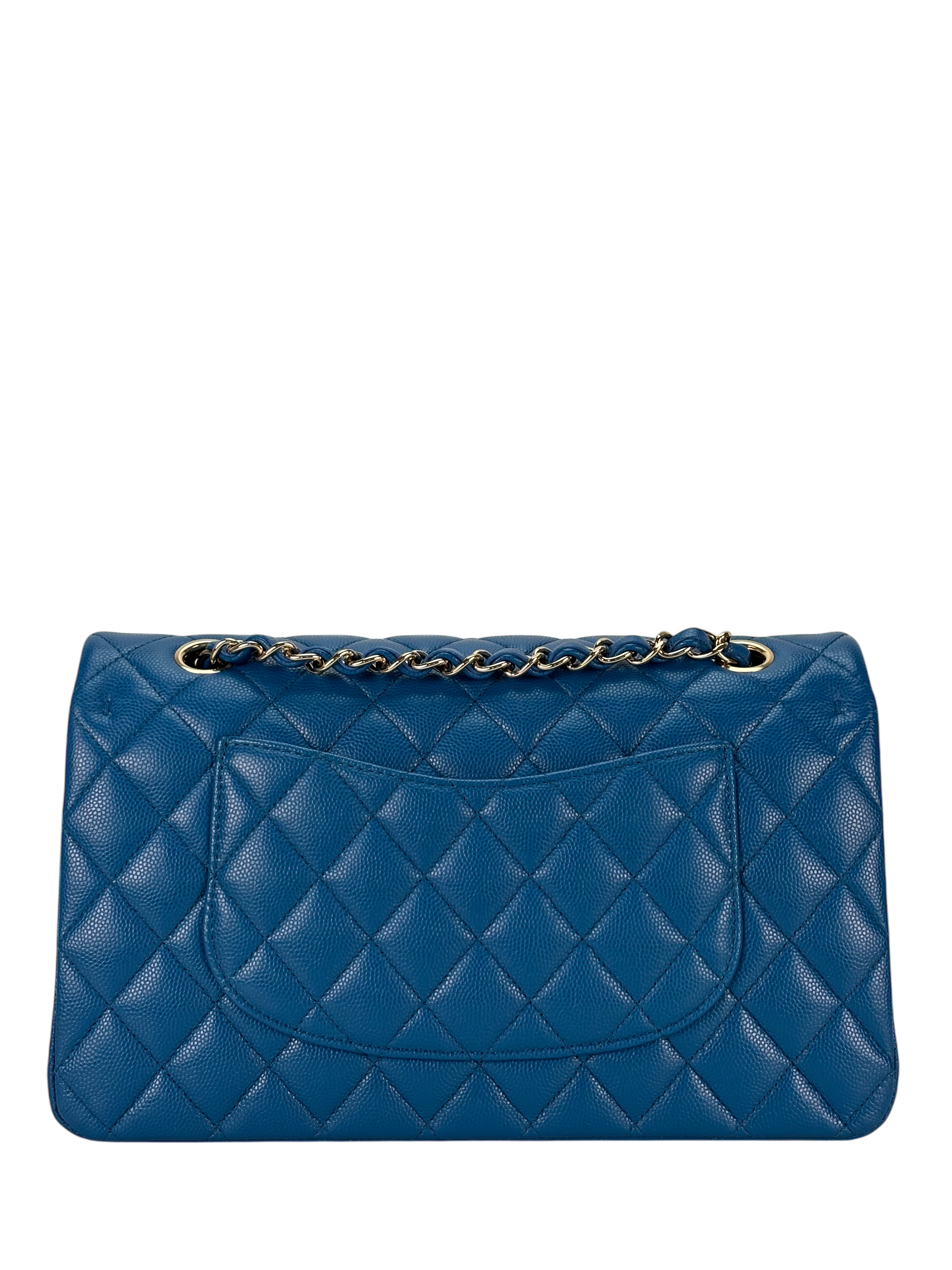 CHANEL - Medium Classic Double Flap Bag Blue Caviar Gold Hardware (CF25) 