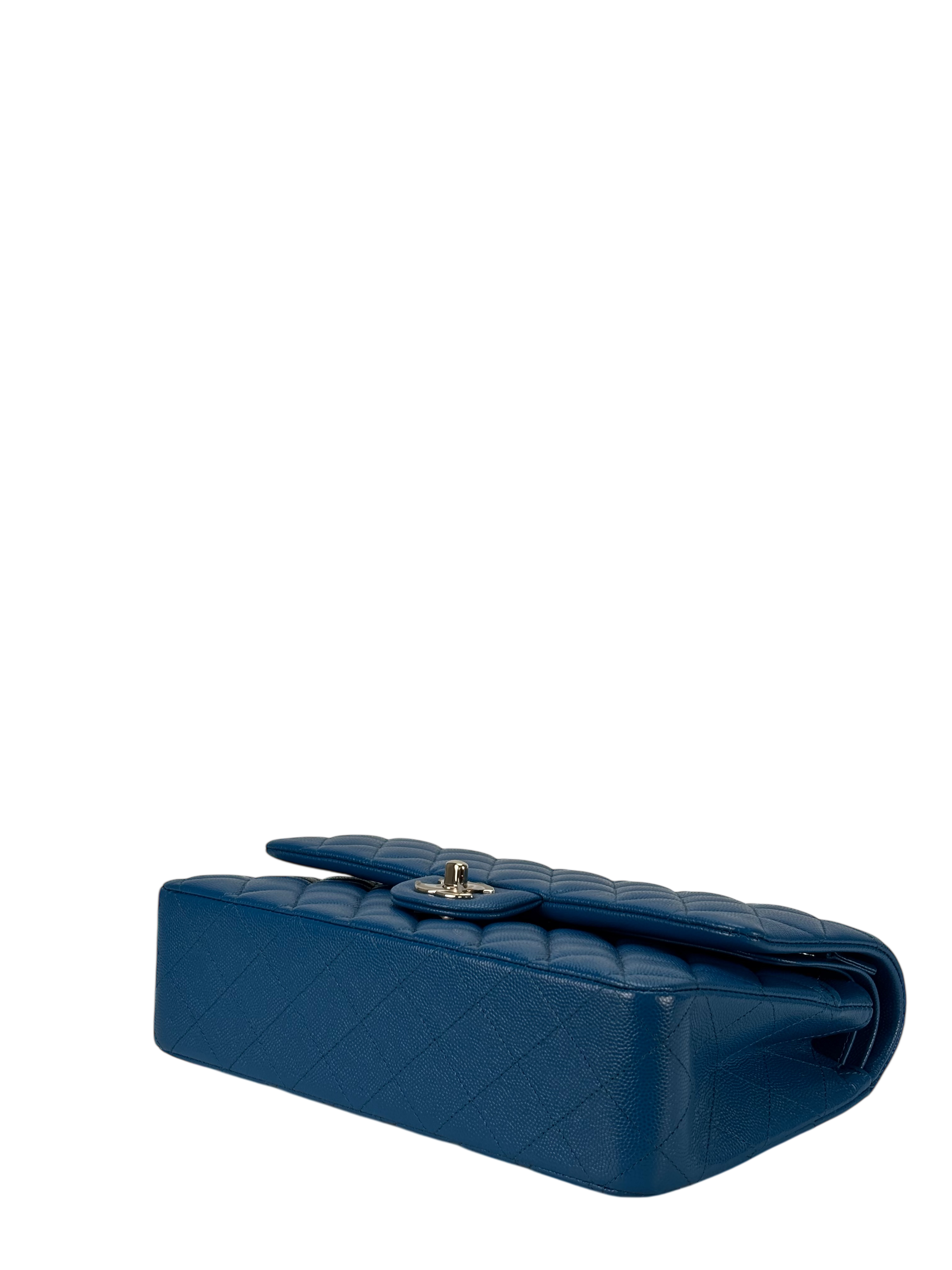 CHANEL - Medium Classic Double Flap Bag Blue Caviar Gold Hardware (CF25) 