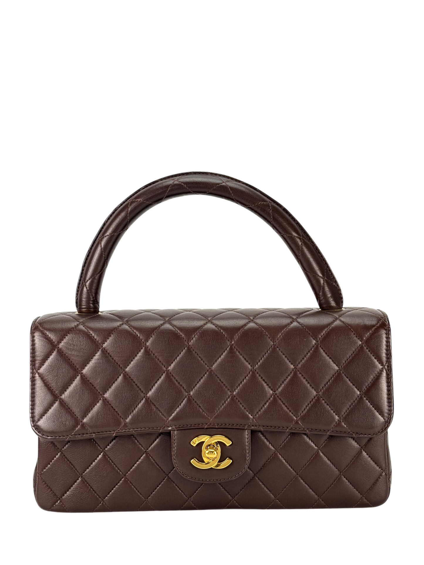CHANEL - Medium Parkbrown Lambskin Classic Single Flap Handbag 