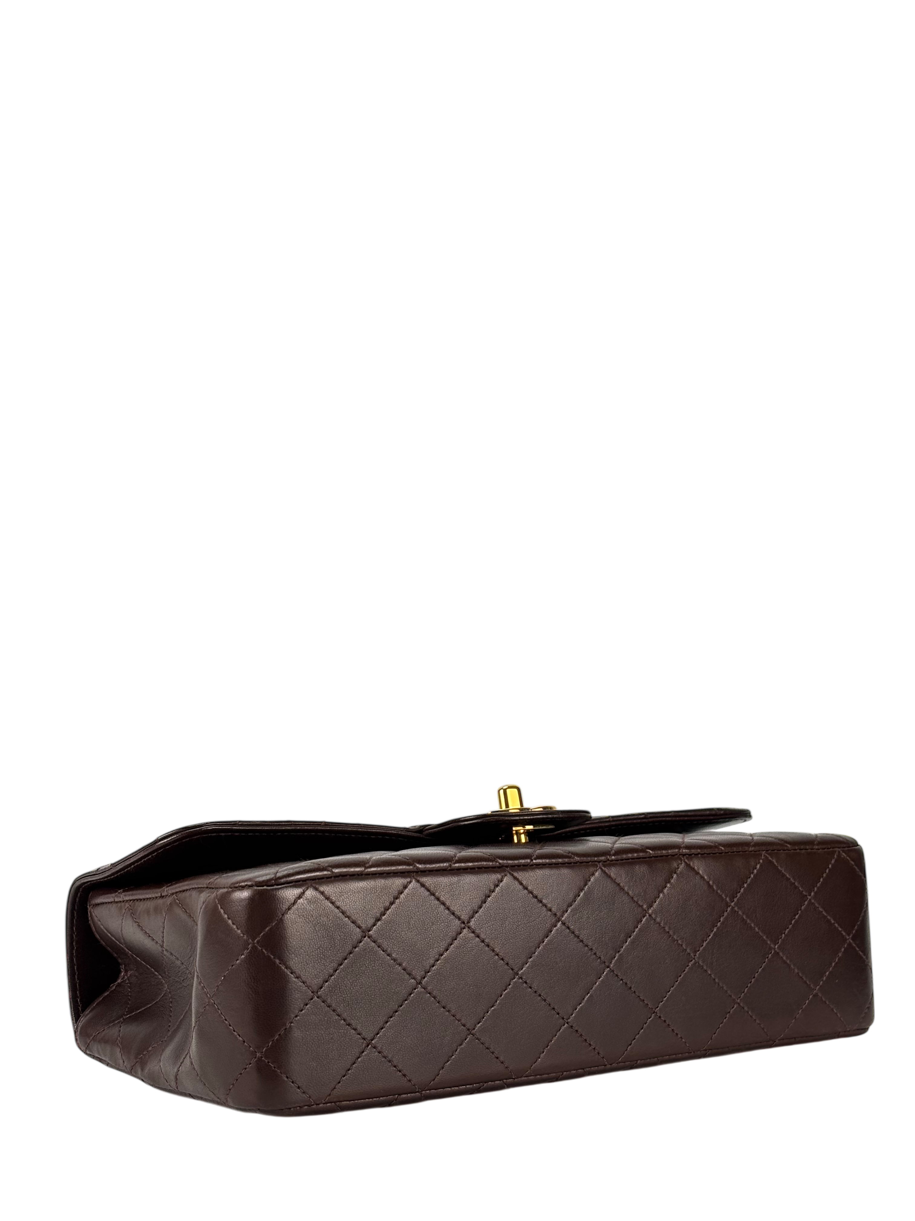 CHANEL - Medium Parkbrown Lambskin Classic Single Flap Handbag 