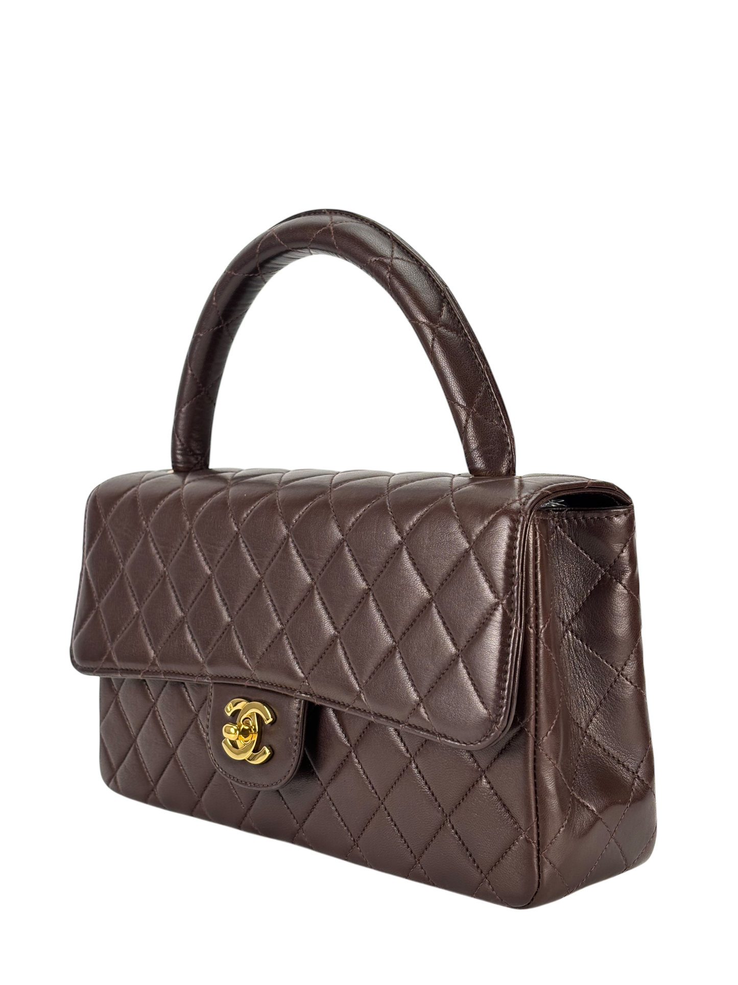 CHANEL - Medium Parkbrown Lambskin Classic Single Flap Handbag 
