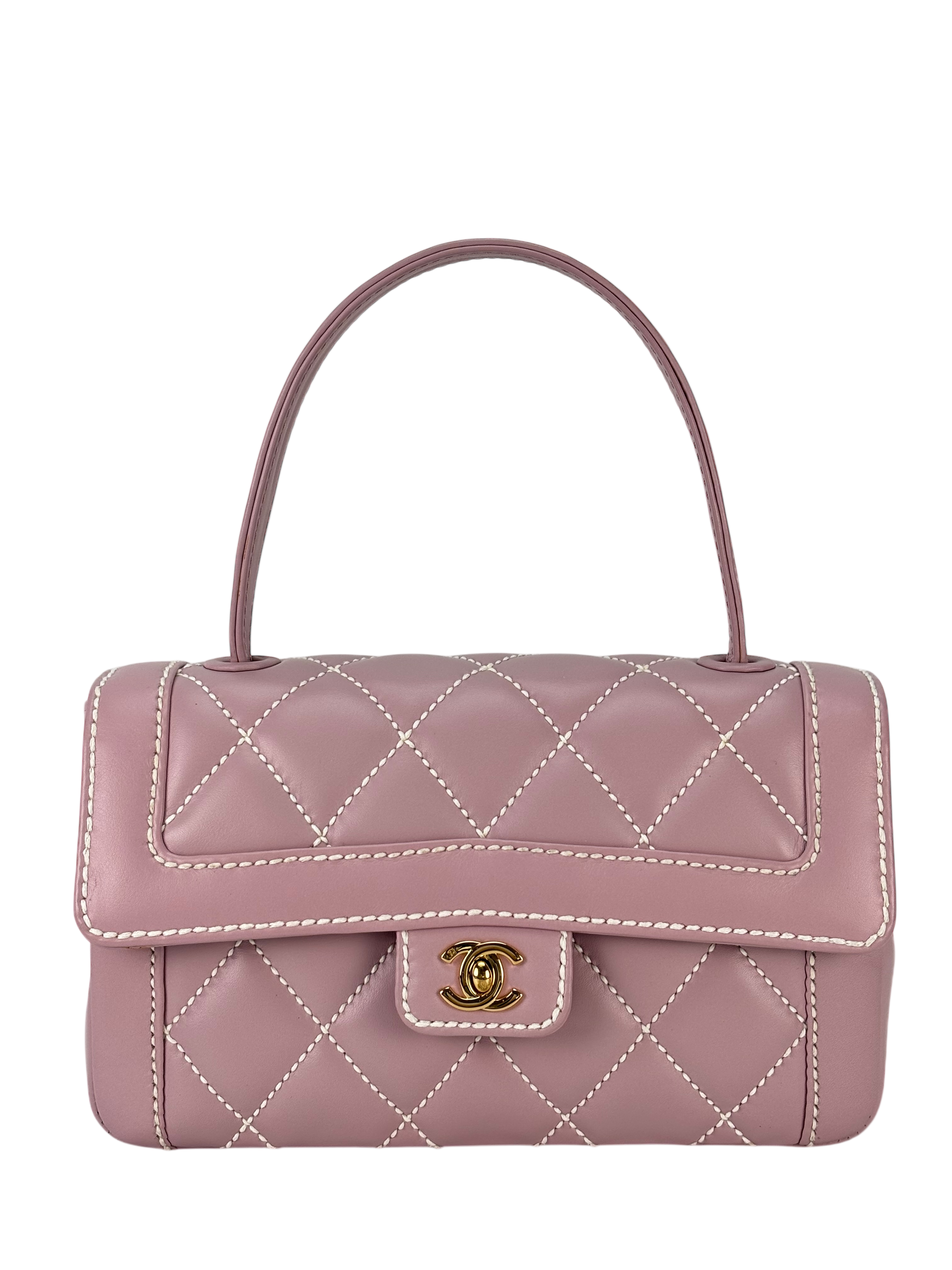 CHANEL - Pink Purple Calfskin Wild Stitch Handbag